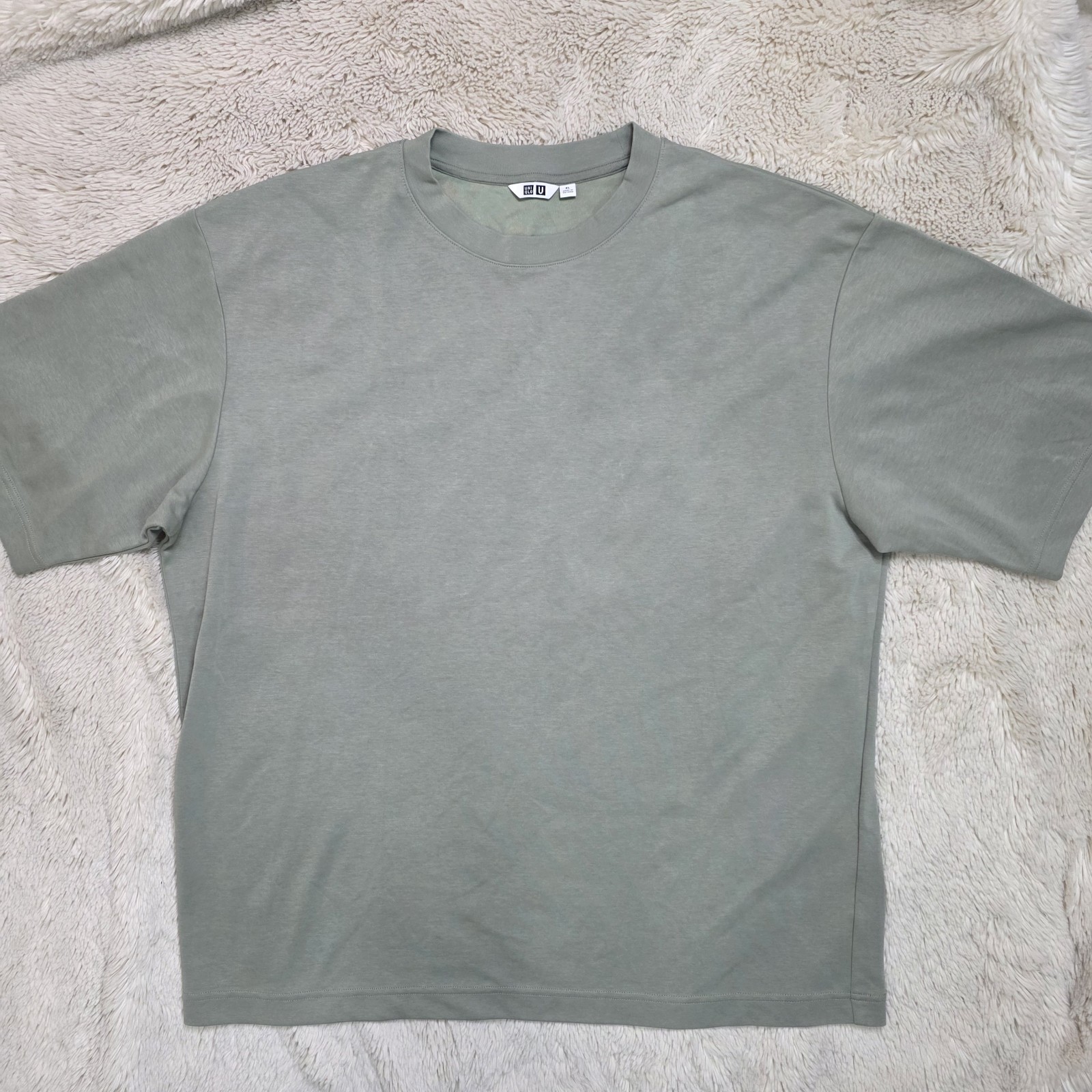Uniqlo AIRism Cotton Oversized Crew Neck T-Shirt Light Green Sage Size XL EUC