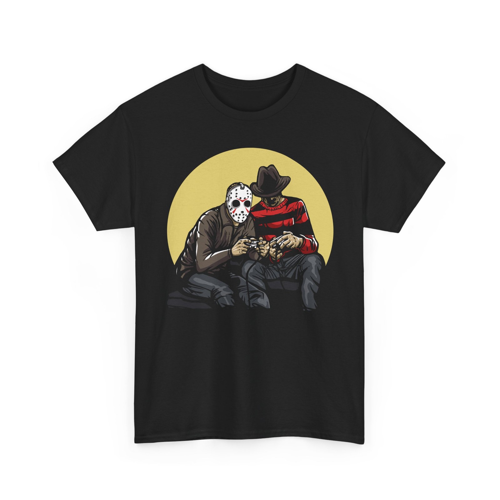 Horror Scary Movie Villains Playing Video Games Jason Unisex Heavy Cotton Tshirt