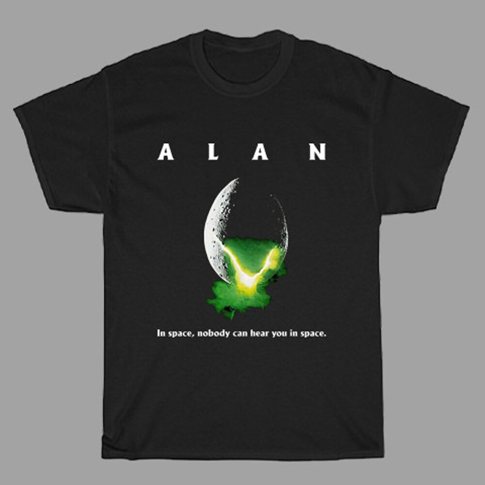 Alan In Space No Body Can Hear You Movie Men’s Black T-Shirt Size S to 3XL