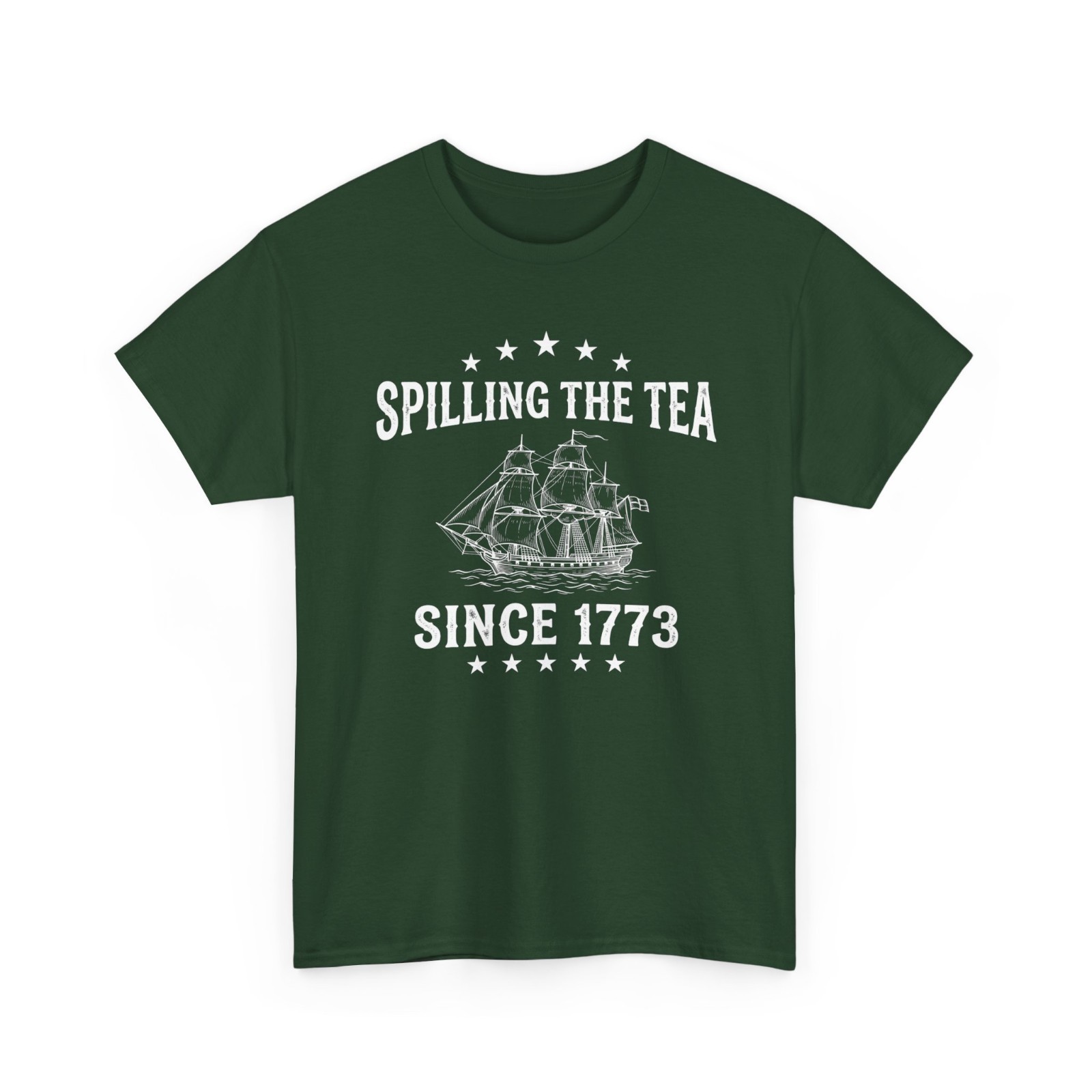Spilling The Tea Since 1773 Retro Fun Patriotic 4th Ladies’ Round Neck Tshirt