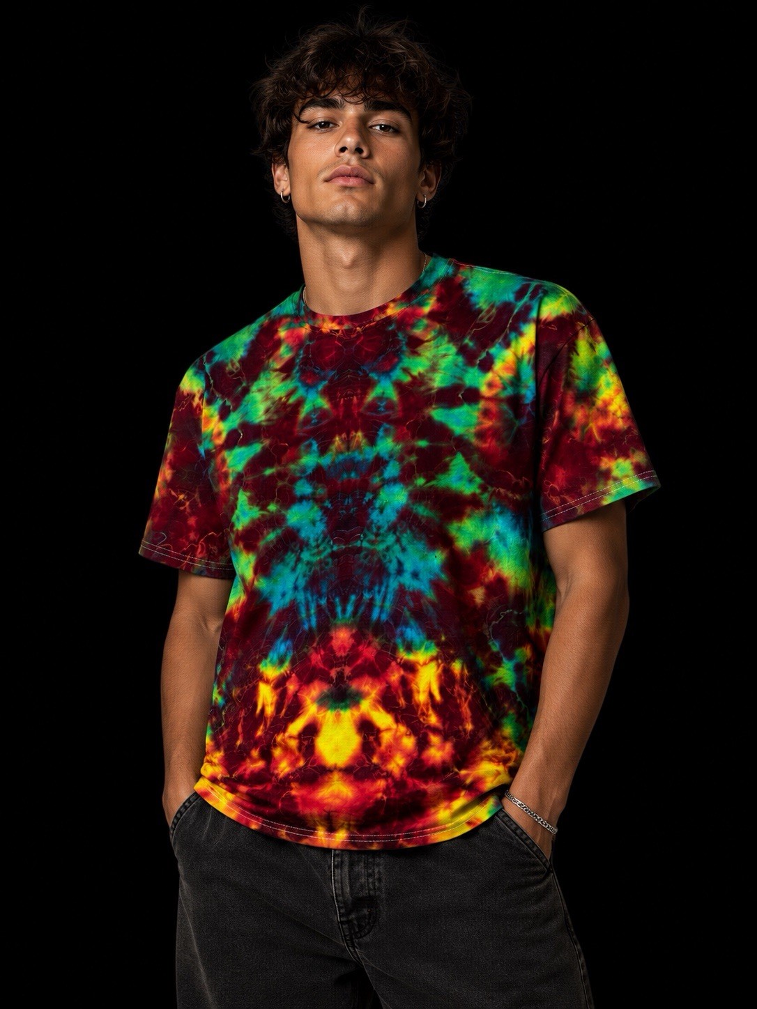 Hand Dyed Short Sleeve Tie Dye T Shirt Trip Style For Men And Women