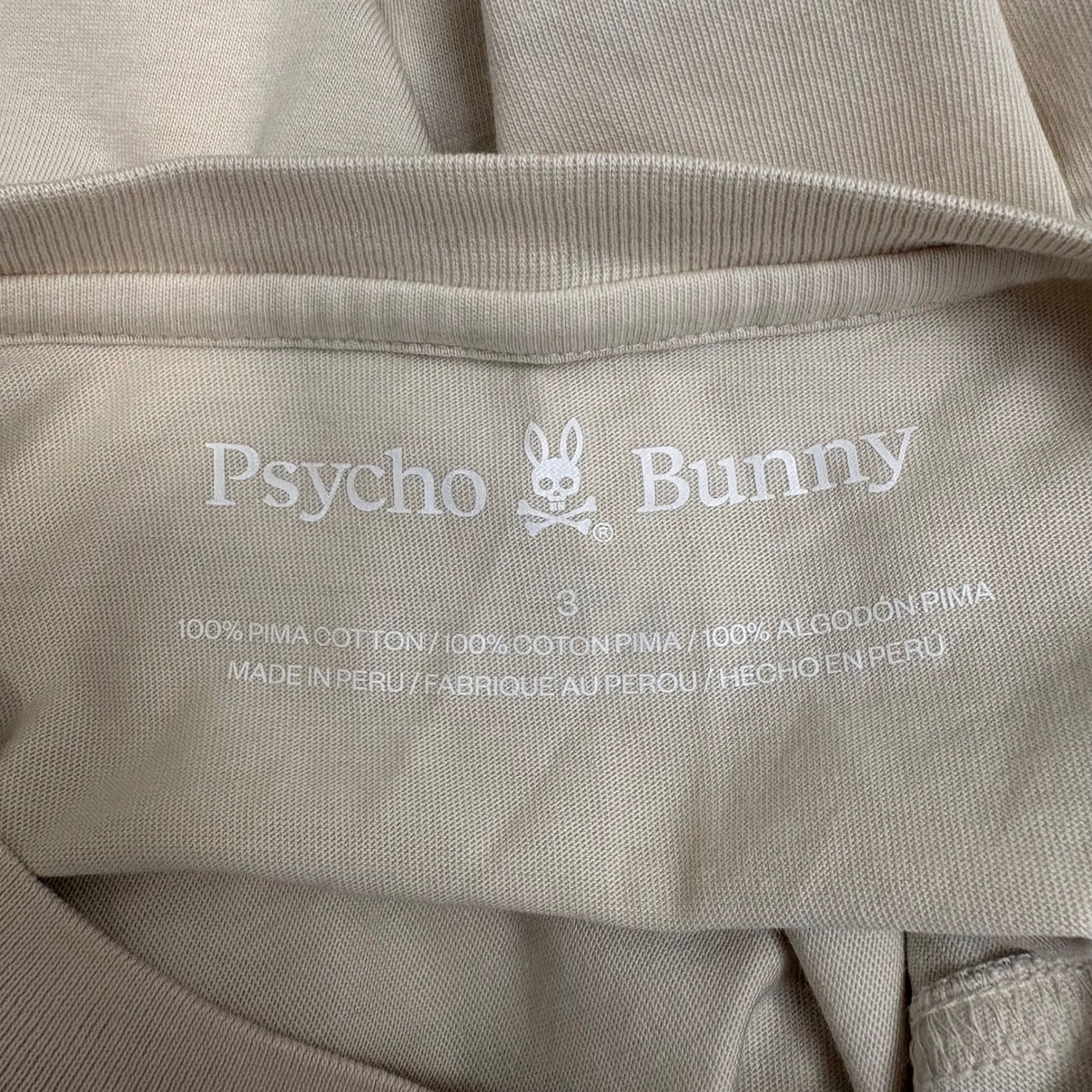 Psycho Bunny White Dawson Graphic T-Shirt Mens Sz 3 Pima Cotton Skull Crossbones