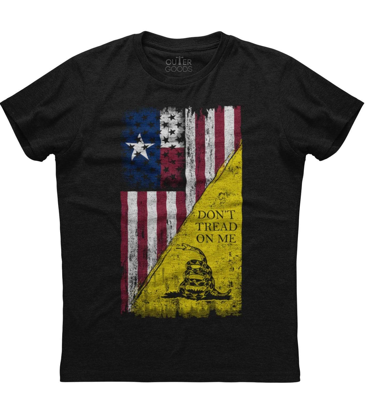 Don’t Thread On Me, USA Flag and Snake Printed Men’s Patriotic Black T-shirt