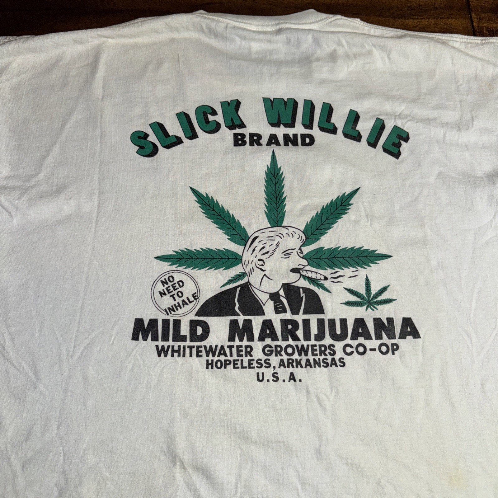 VTG Bill Clinton Shirt Slick Willie Mild Marijuana Political Humor Parody 90s 3X