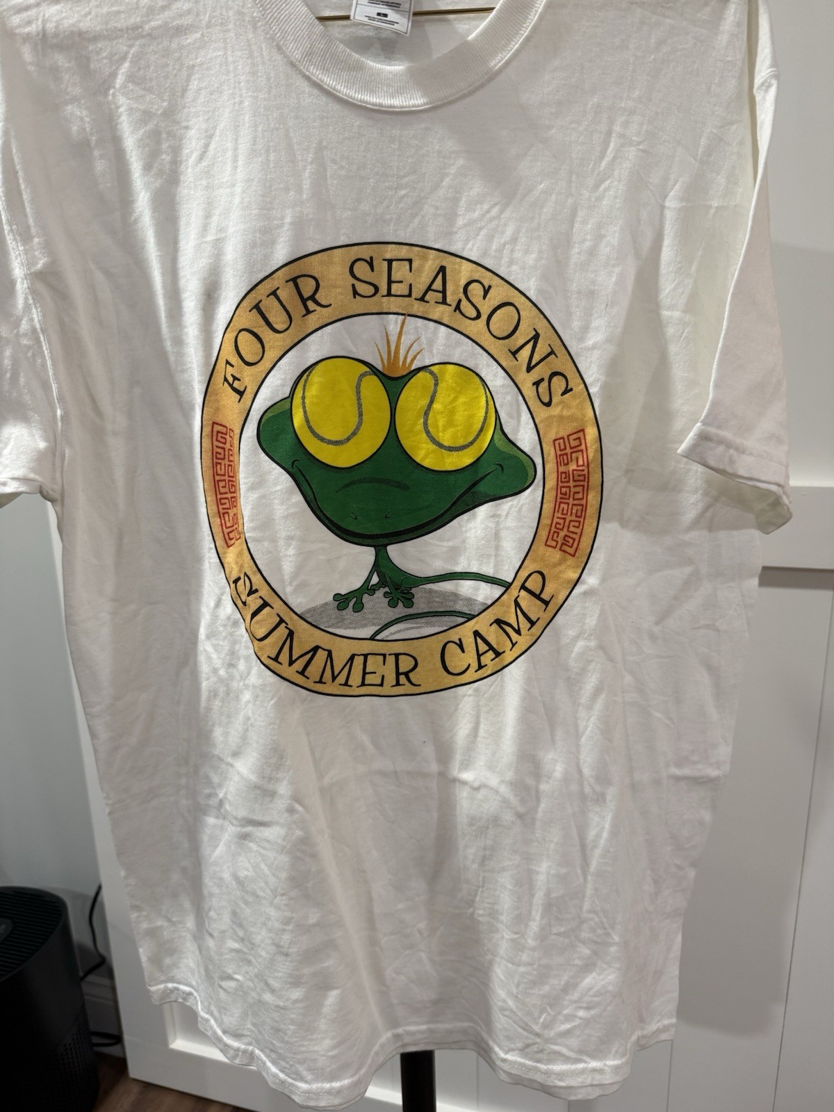 Vintage Four Seasons Summer Camp Frog Tennis Theme T Shirt Size Large