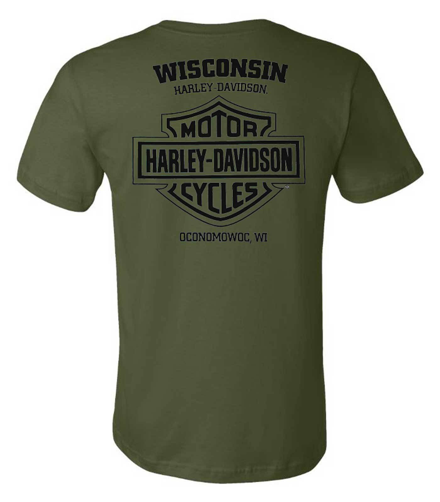 Harley-Davidson Men’s Dark Trait Short Sleeve Crew-Neck T-Shirt, Military Green