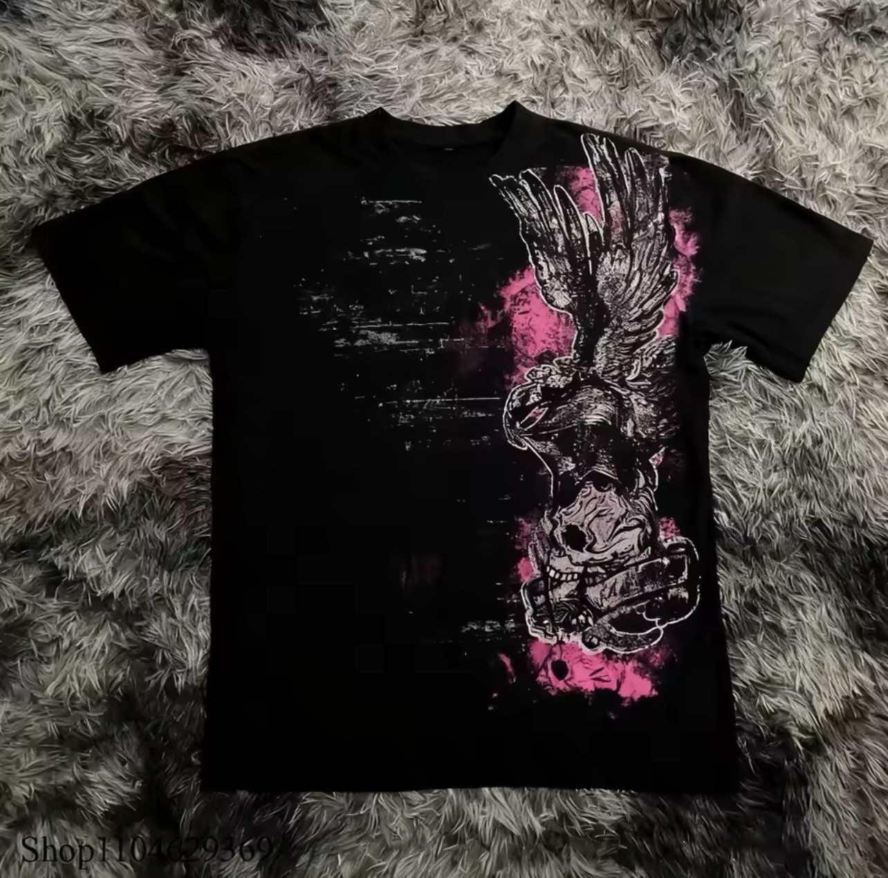Mens Y2K Gothic Graphic T Shirt Streetwear Skull Wings Tee Top