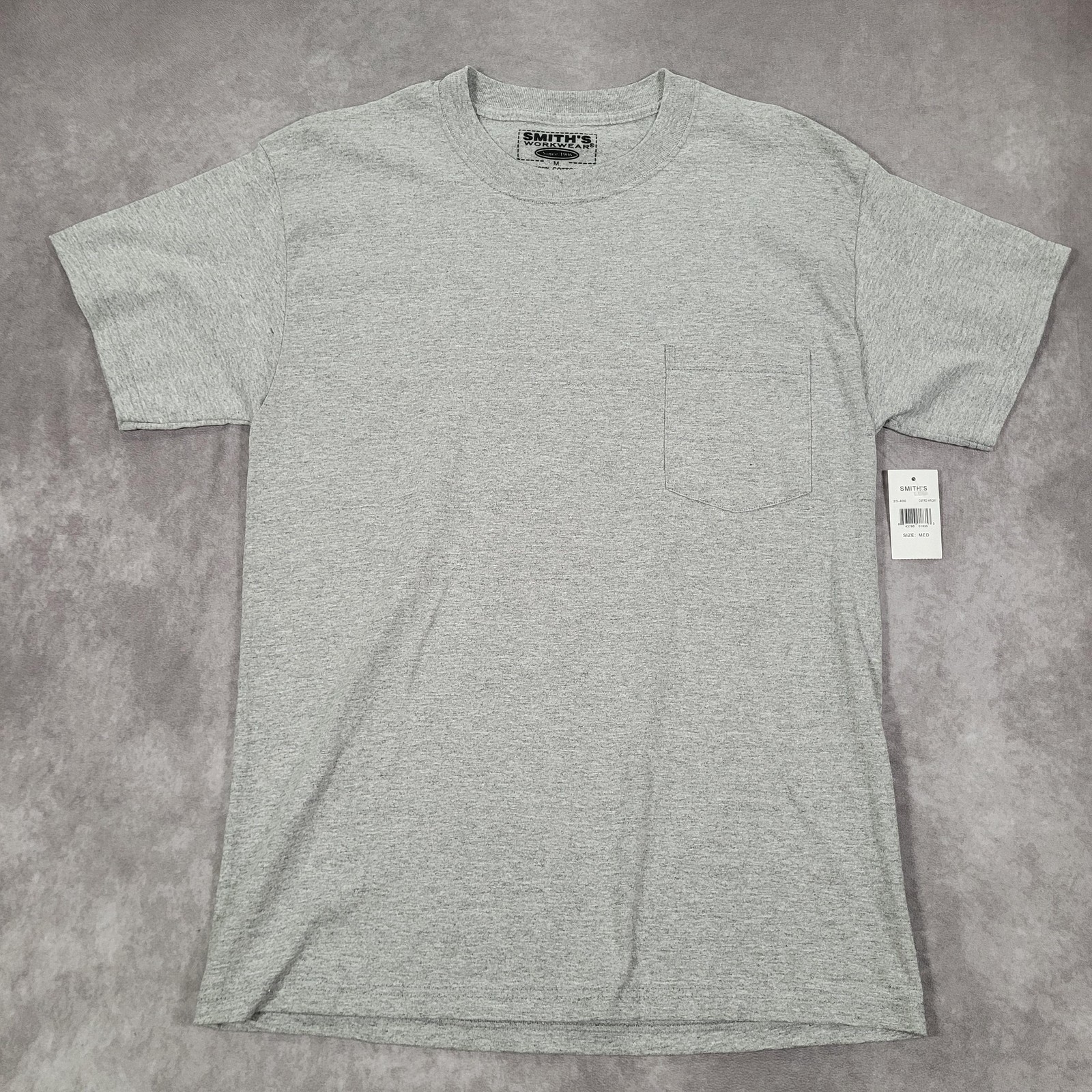 Smith’s Workwear Shirt Mens Medium Gray Crewneck Pocket Made USA Outdoor Casual