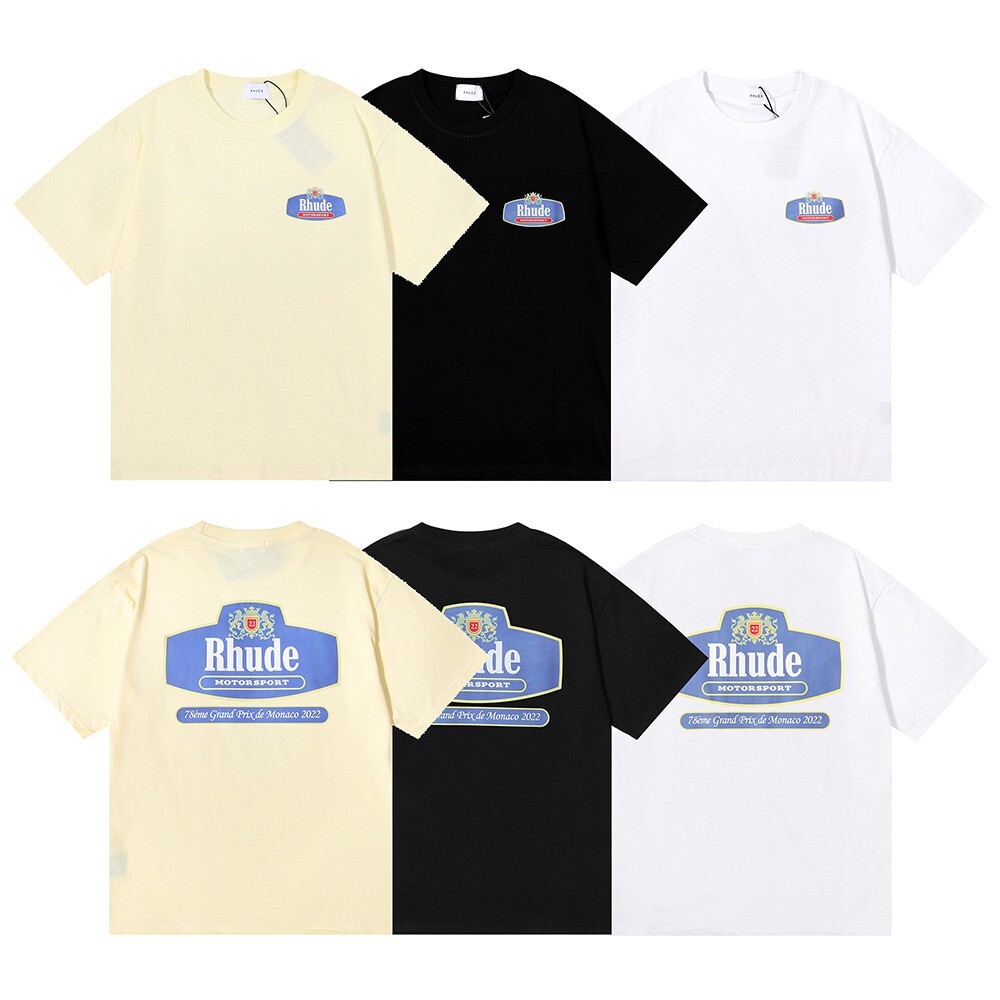 RHUDE NEW Men Women High Quality Loose Leisure Cotton Short Sleeve T-Shirt M-2XL