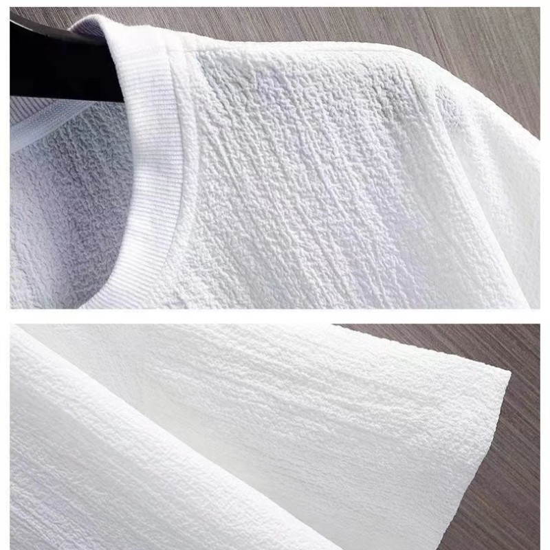 New Men’s Polyester Fiber Plain Crew Neck Ice Silk Short Sleeves T-Shirt M-3XL