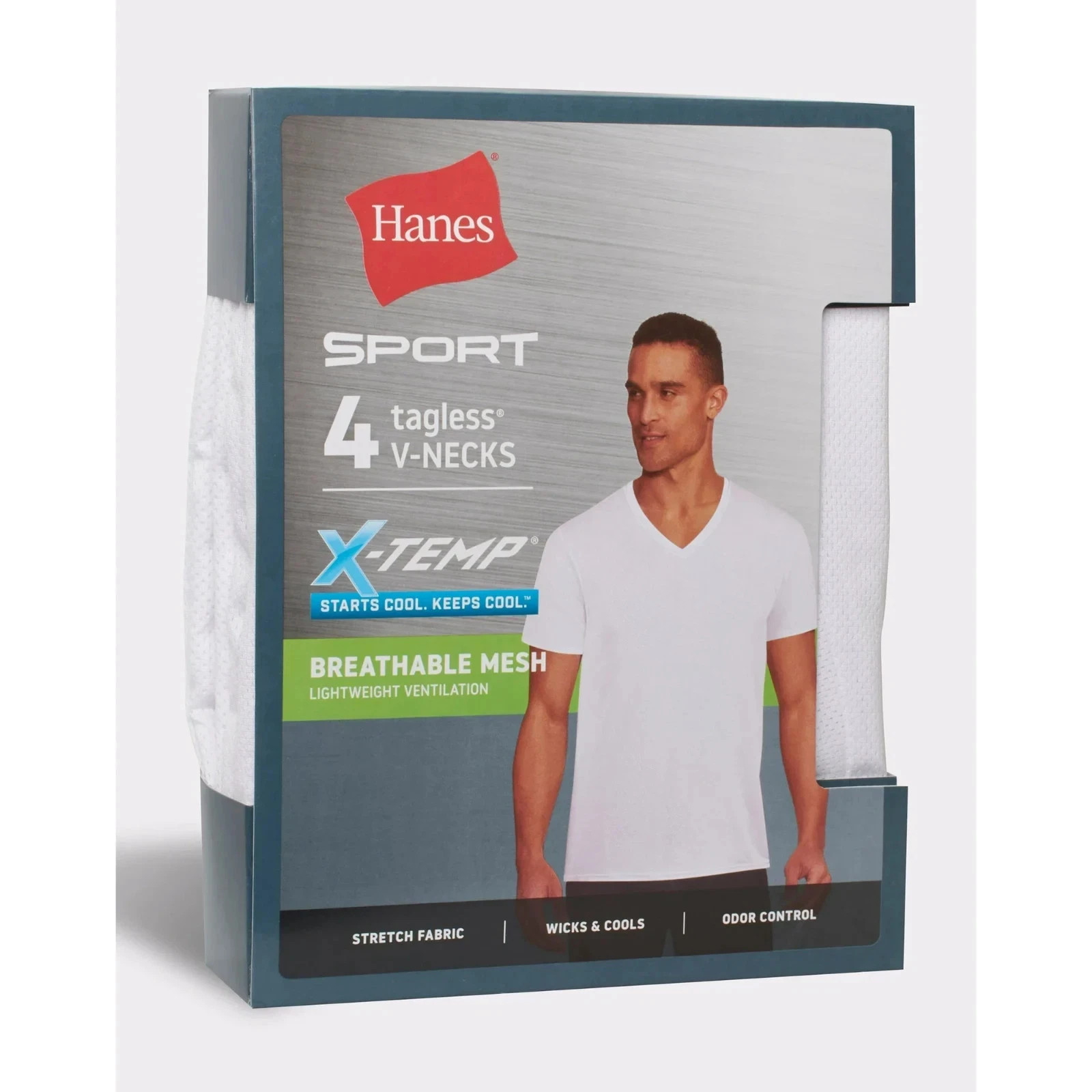 Hanes® Ultimate® Men’s 4-Pack X-Temp BREATHABLE Mesh V-neck Tee “TAGLESS®