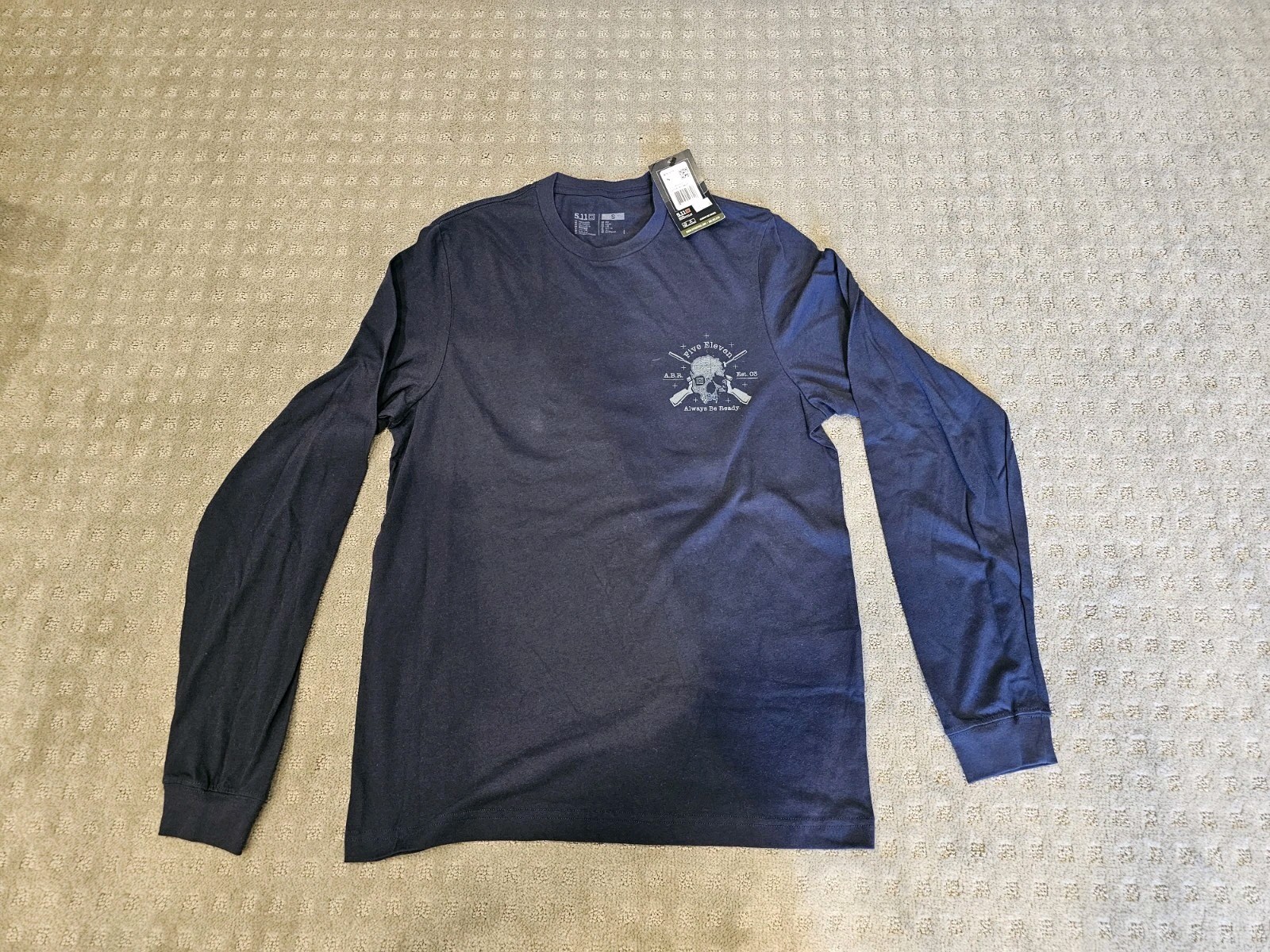 5.11 Tactical Blue Long Sleeve T-Shirt, Always Be Ready, Size S