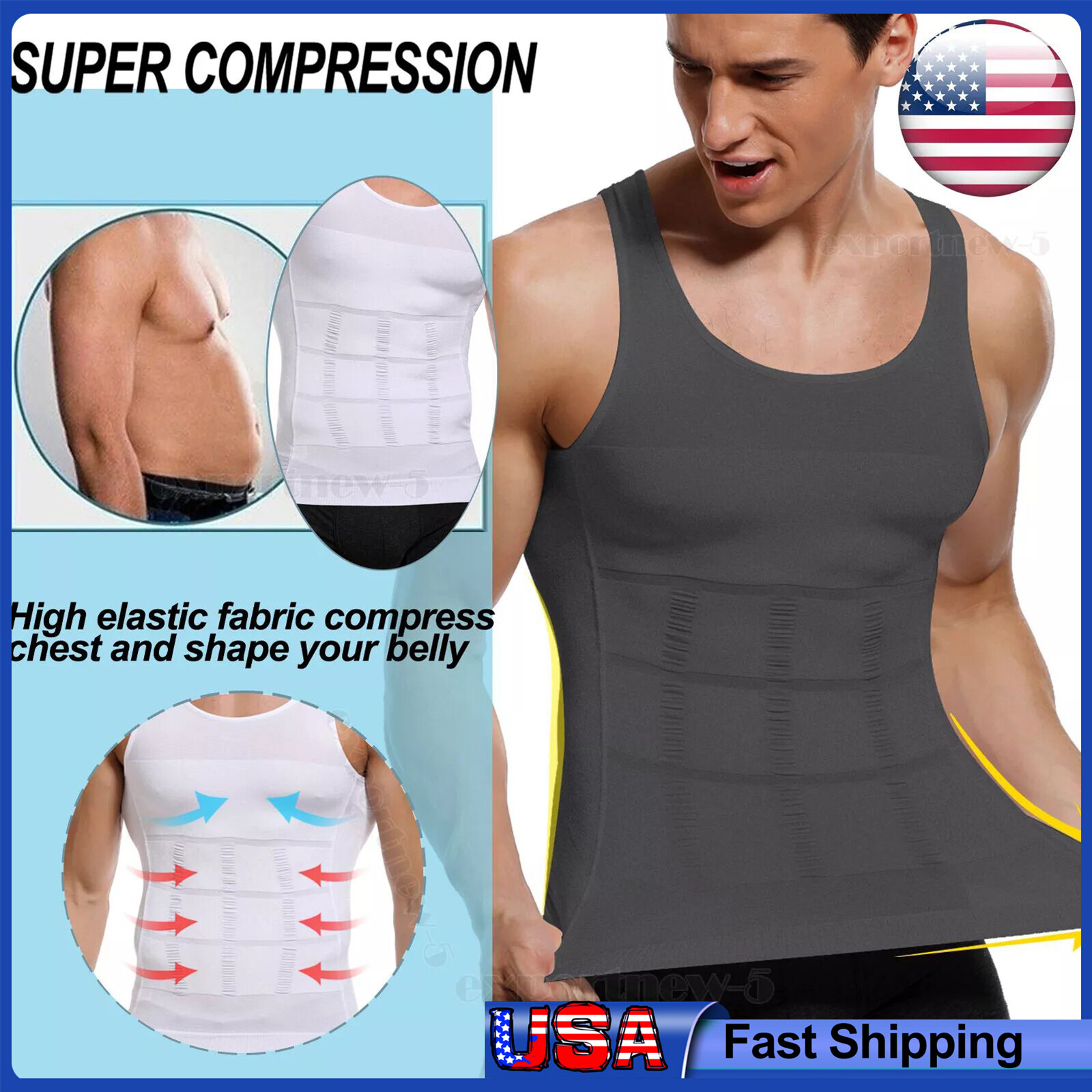 Sculptcore Men’s Body Shaper Compression Ionic Shaping Shirt Slimming Tank Top
