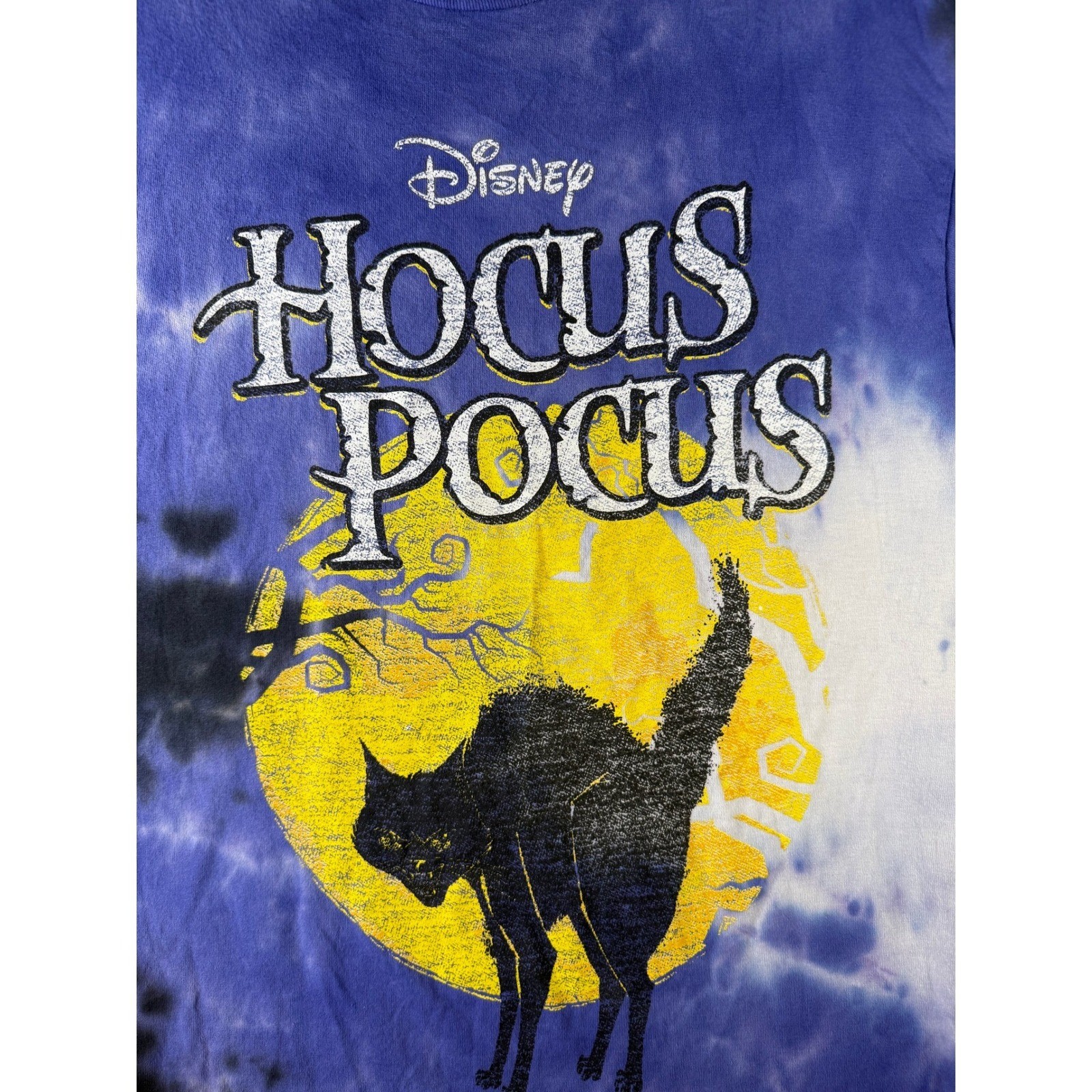 Disney Hocus Pocus Tie Dye Shirt Mens Medium Purple Black Binx Cat Halloween Tee