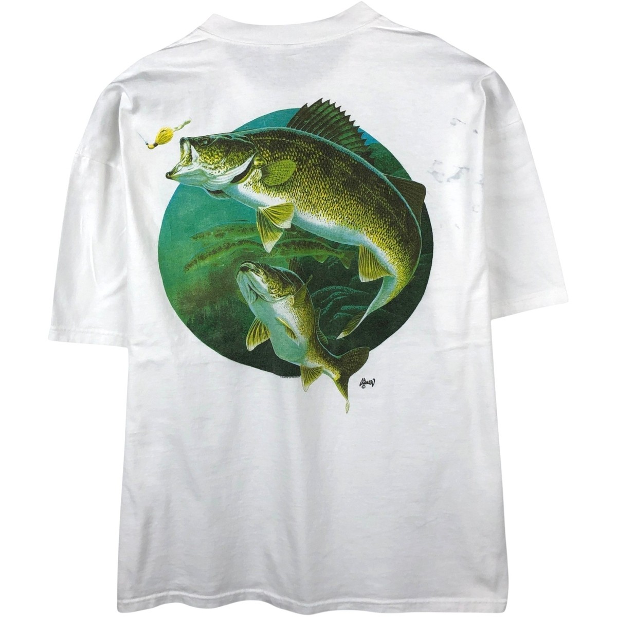 Used 90’S TSFORIGINALS fish print animal t-shirt made in USA men’s size XXL …