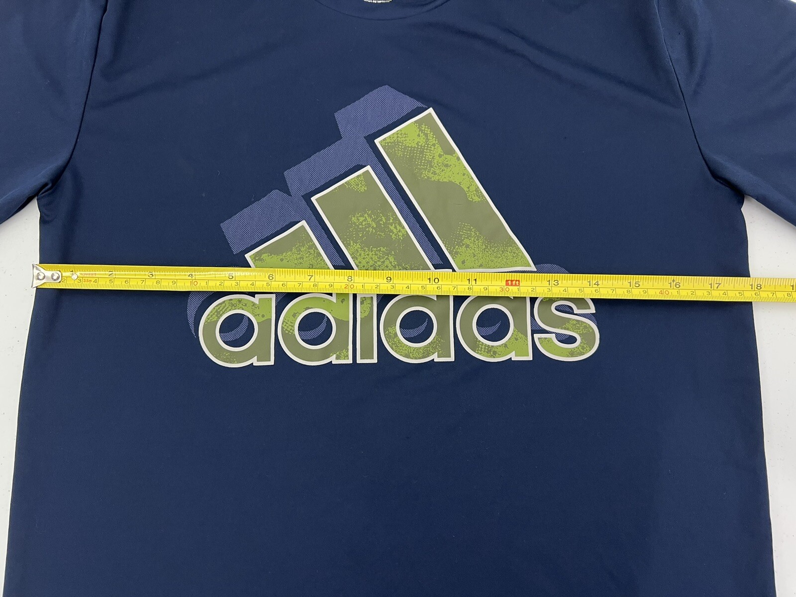 Adidas Climate Activewear Boys Shirt Navy Blue Size LG 3 Stripe Logo