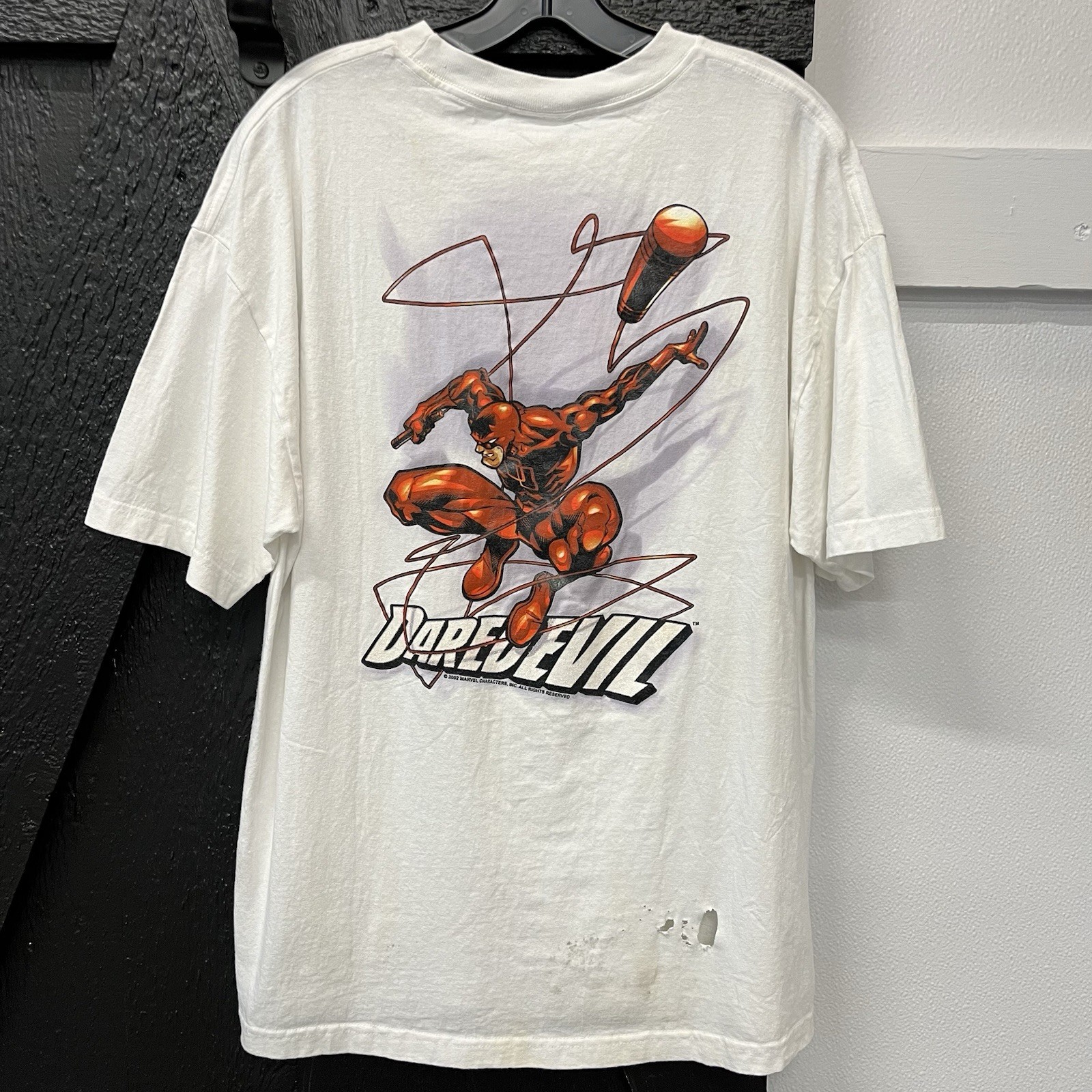 Vintage 2002 Marvel Comics Daredevil Double Sided Mad Engine Tee Shirt Size XL