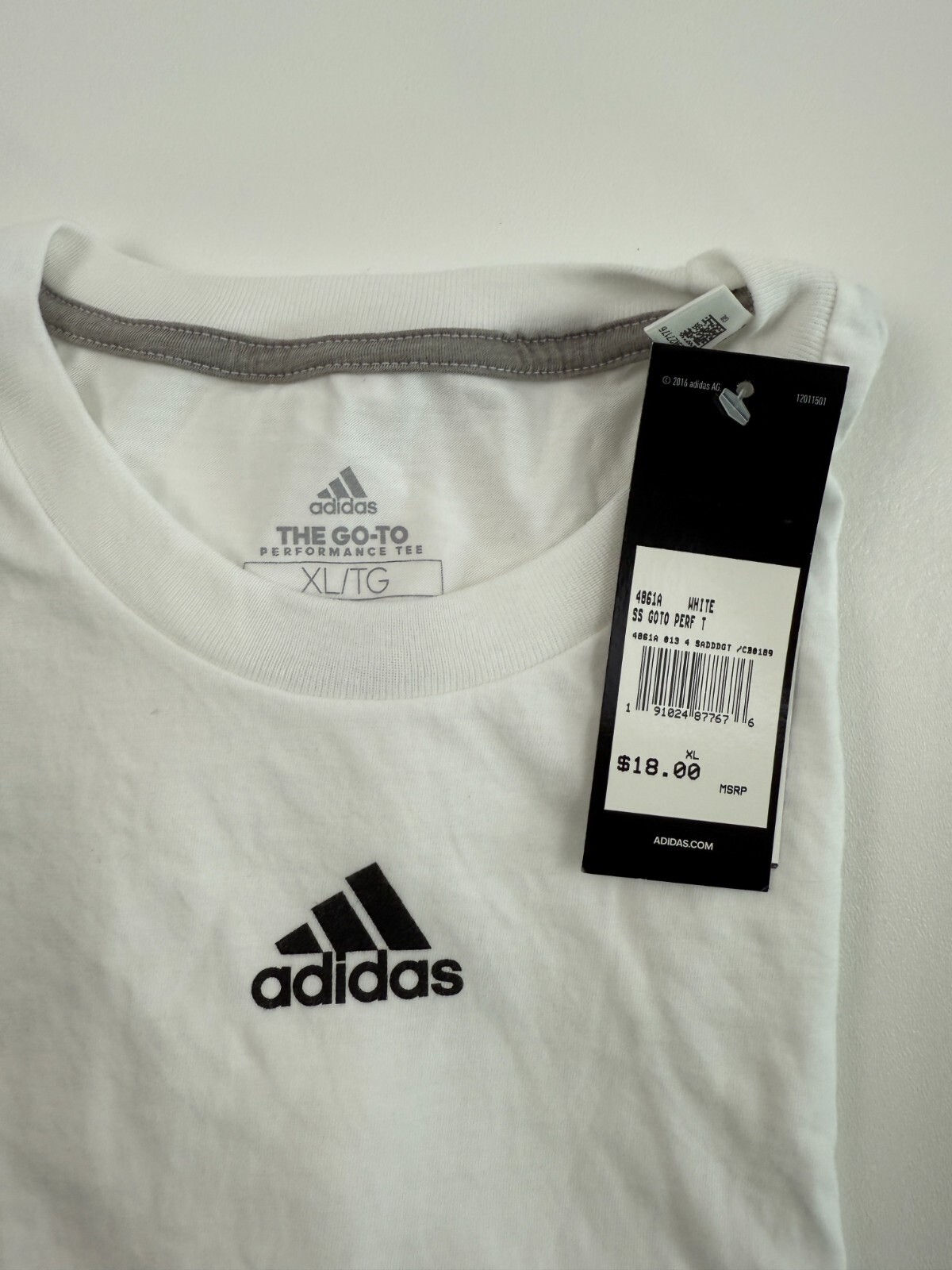 Adidas Men Short Sleeve Crew Neck The Go To Performance Tee White XL NWT