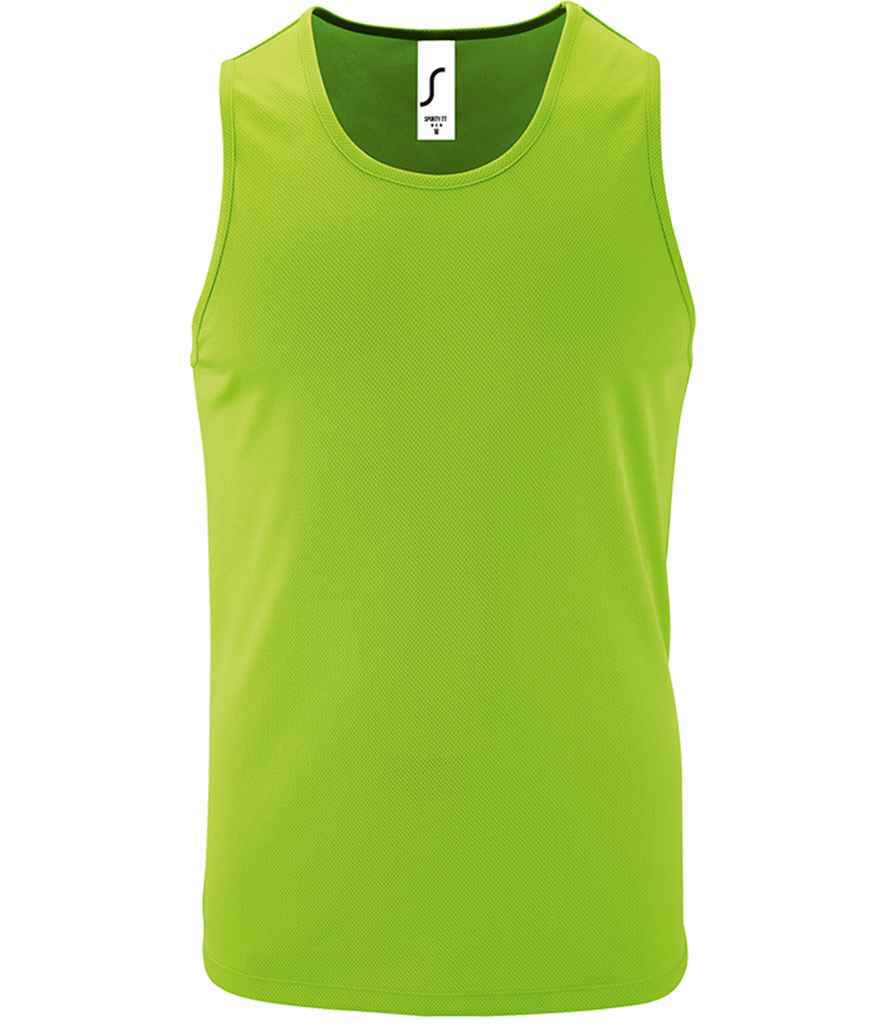 SOLs Mens Sporty Polyester Performance Tank Top Vest Sleeveless T-Shirt S-3XL