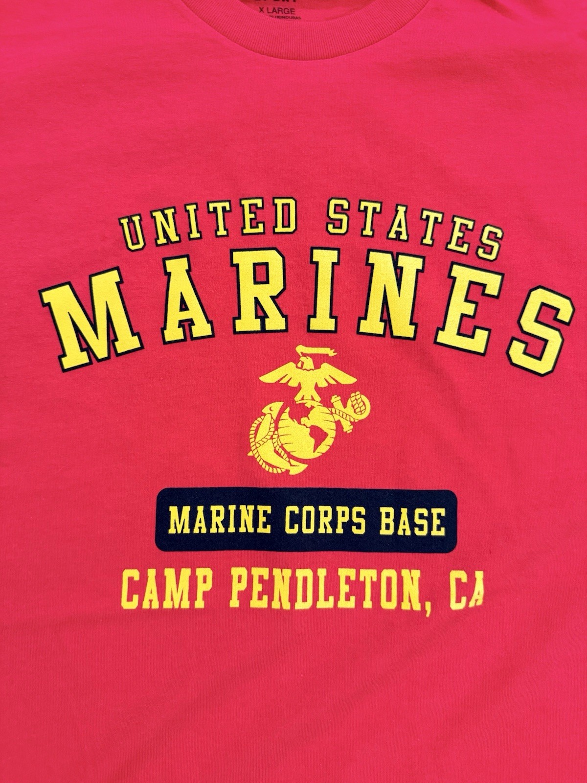 UNITED STATES MARINE CORPS “USMC BASE CAMP PENDLETON, CA”- Red T-Shirt – Sz XL