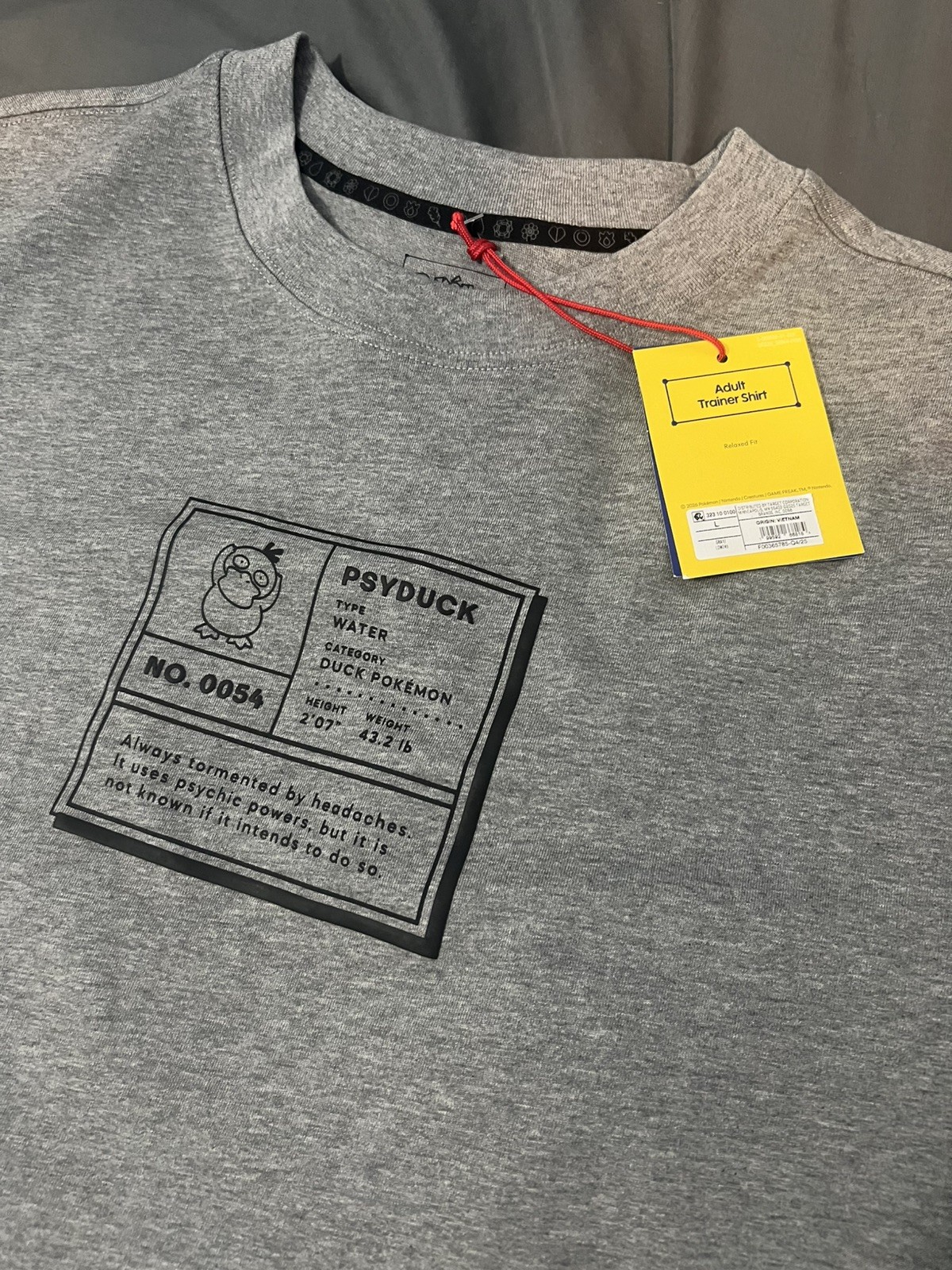 Pokémon x Target Psyduck Gray Graphic T-Shirt Adult LARGE, 30th Anniversary, NEW