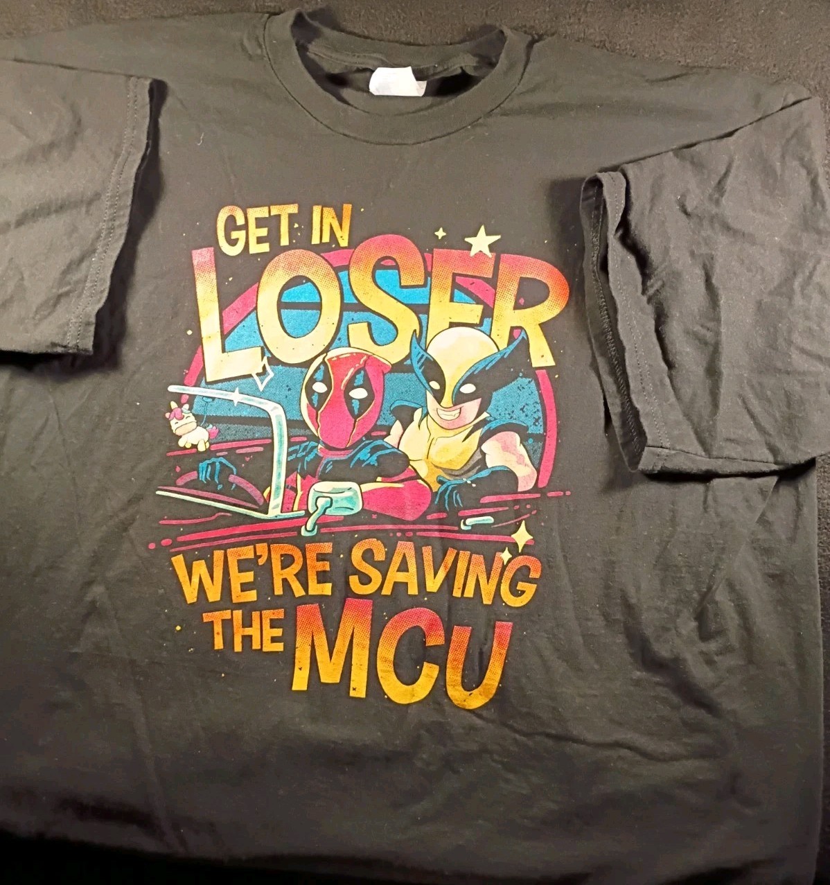 Marvel Deadpool And Wolverine T-Shirt Size 2XL Short Sleeve Black “Get In Loser”