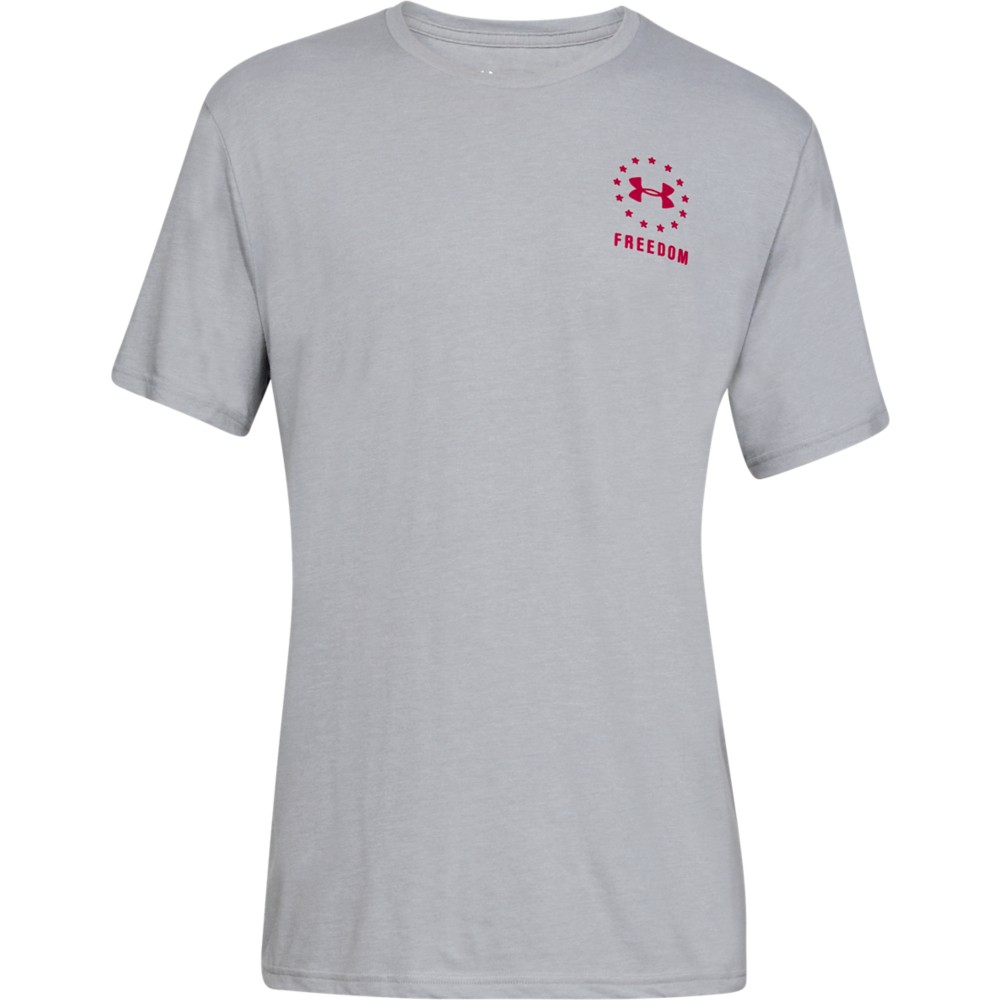 Under Armour 1330059 Men’s Steel Heather UA Freedom Left Chest T-Shirt, Medium