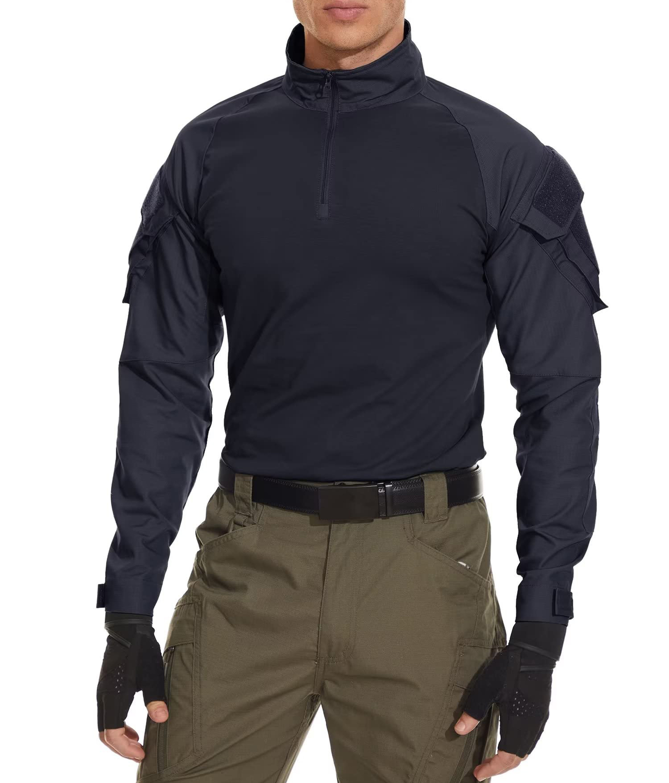 Men’s Tactical T-Shirts 1/4 Zip Hiking Training Casual Work Rip-Stop T-Shirts