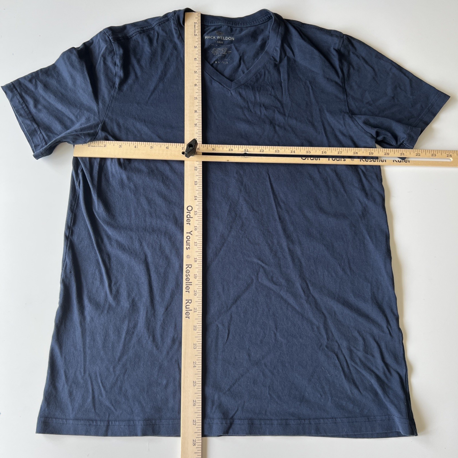 Mack Weldon T Shirt Men’s Large Navy Pima Cotton Short Sleeve V Neck Tee