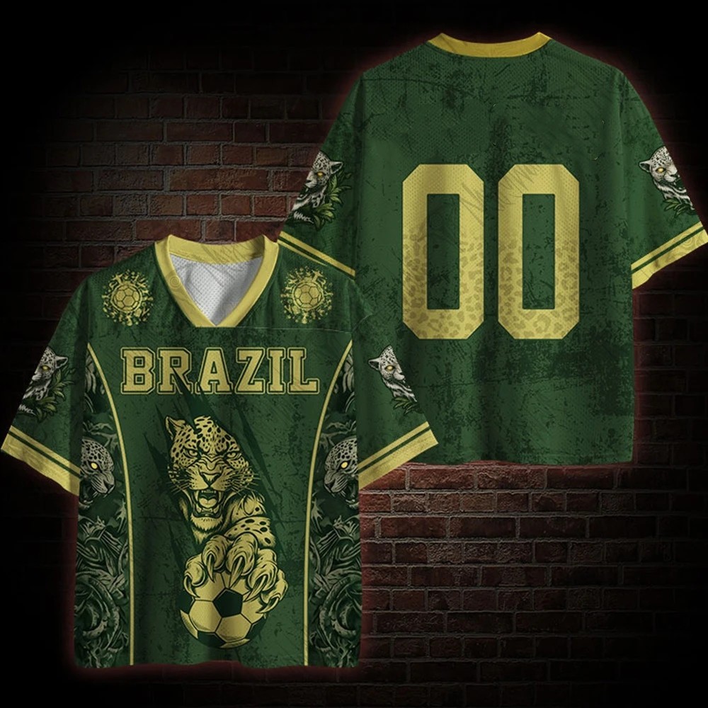 Brazil Inspired Football T-Shirt 3D Printed Polyester Breathable Quick Dry