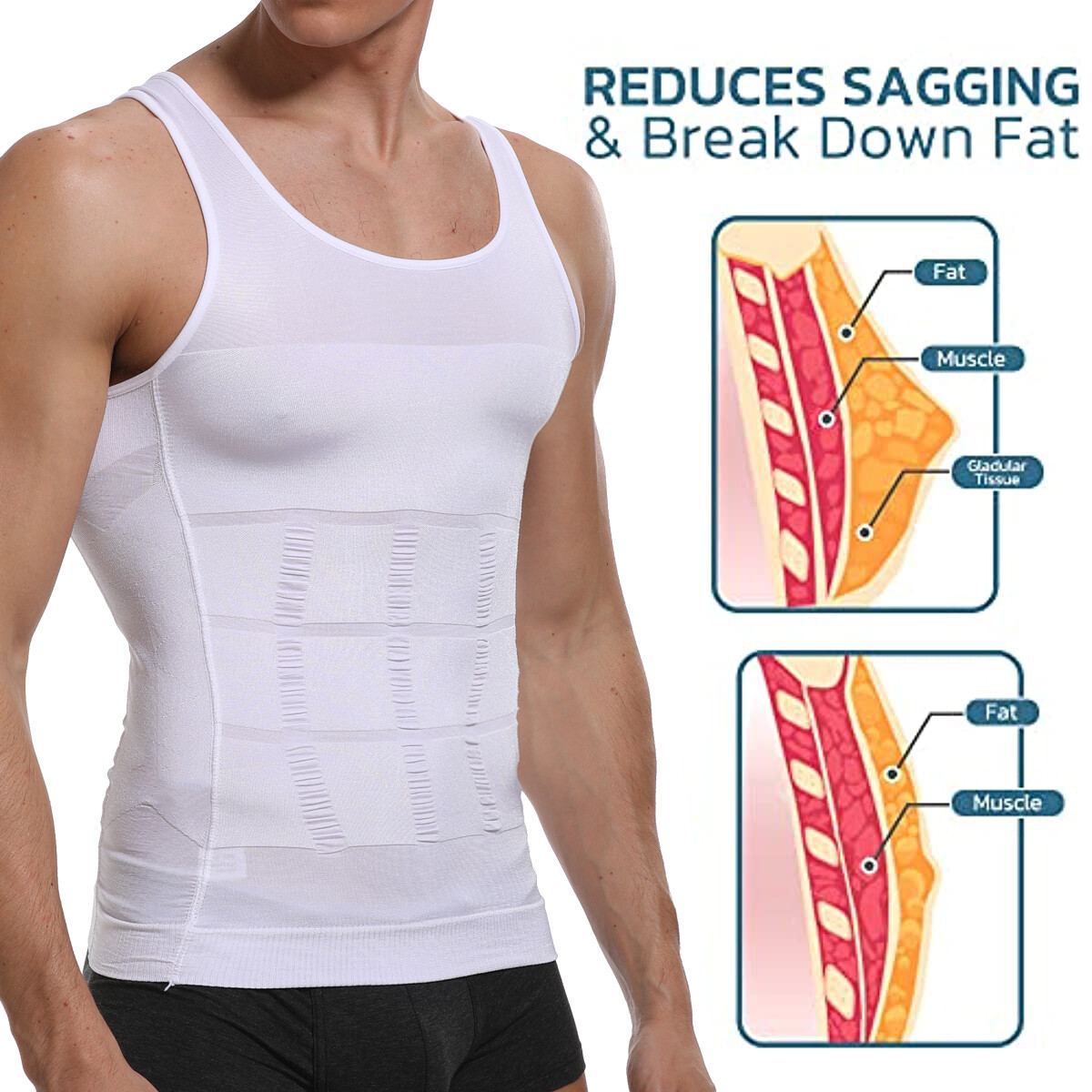 Men Slimming Gynecomastia Chest Belly Compression Body Shaper Tanktop Vest Shirt