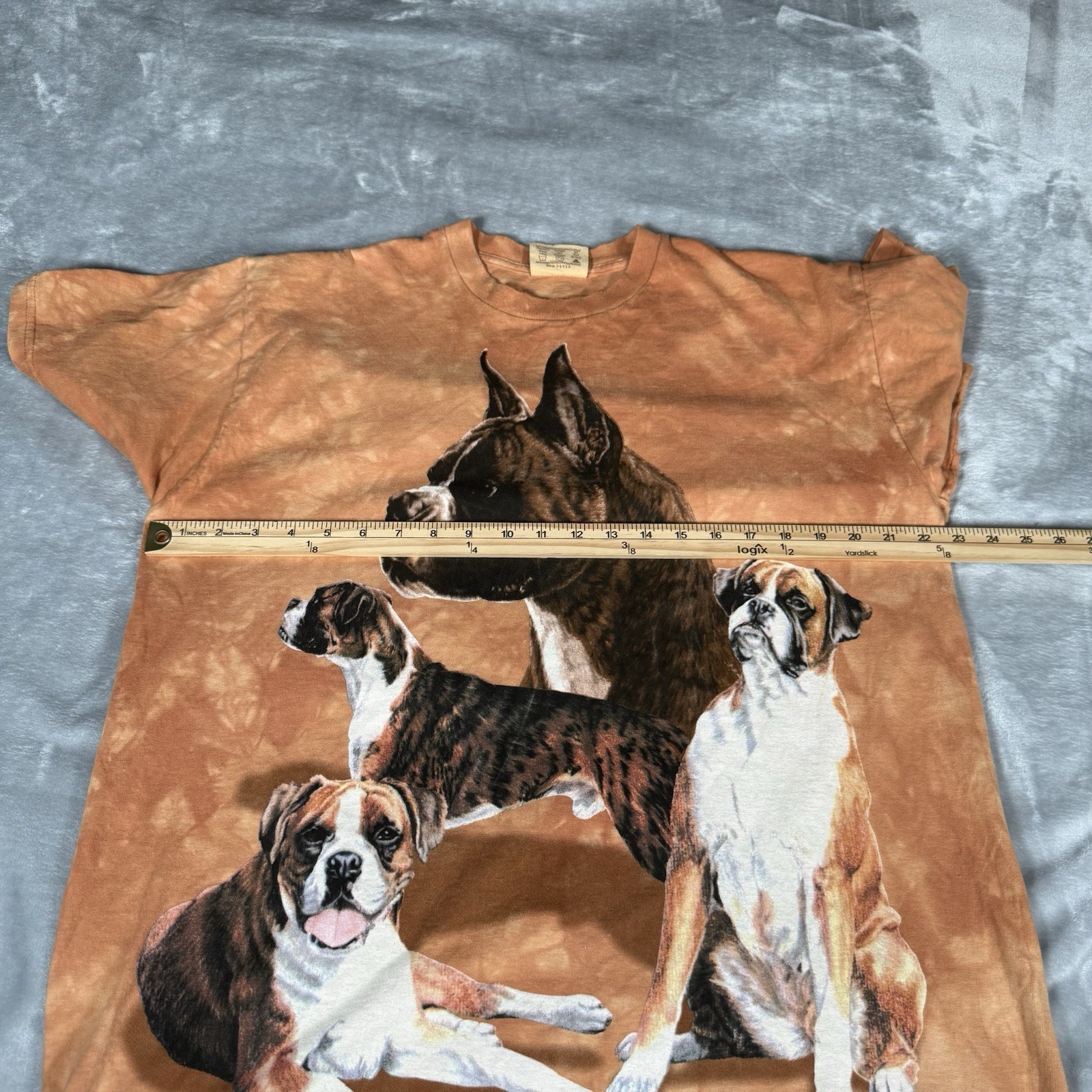 Vintage The Mountain Boxer Dog T Shirt Mens L Tie Dye Animals Brown 2000 Y2K