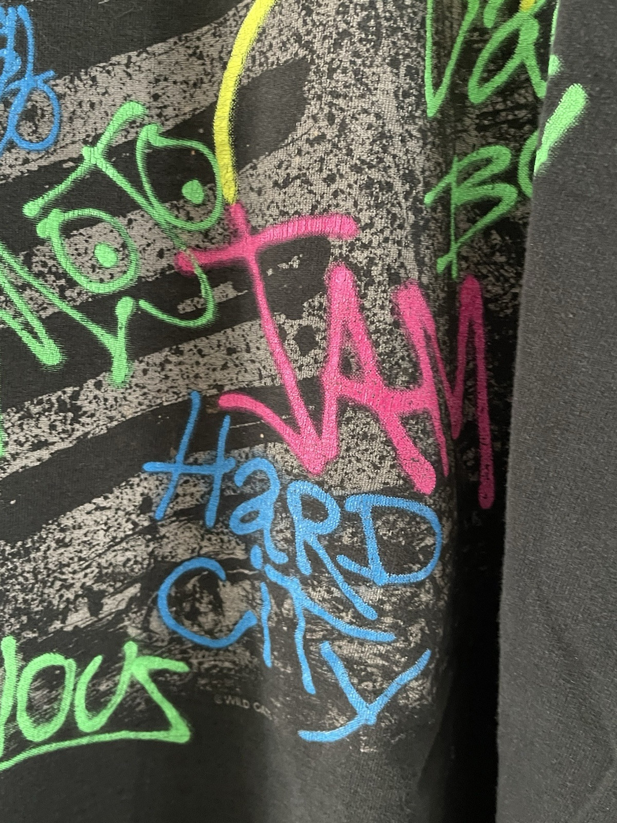 Vtg Graffiti Black Tee Shirt Men’s Size XL Tag Made In USA Fruit Of The Loom