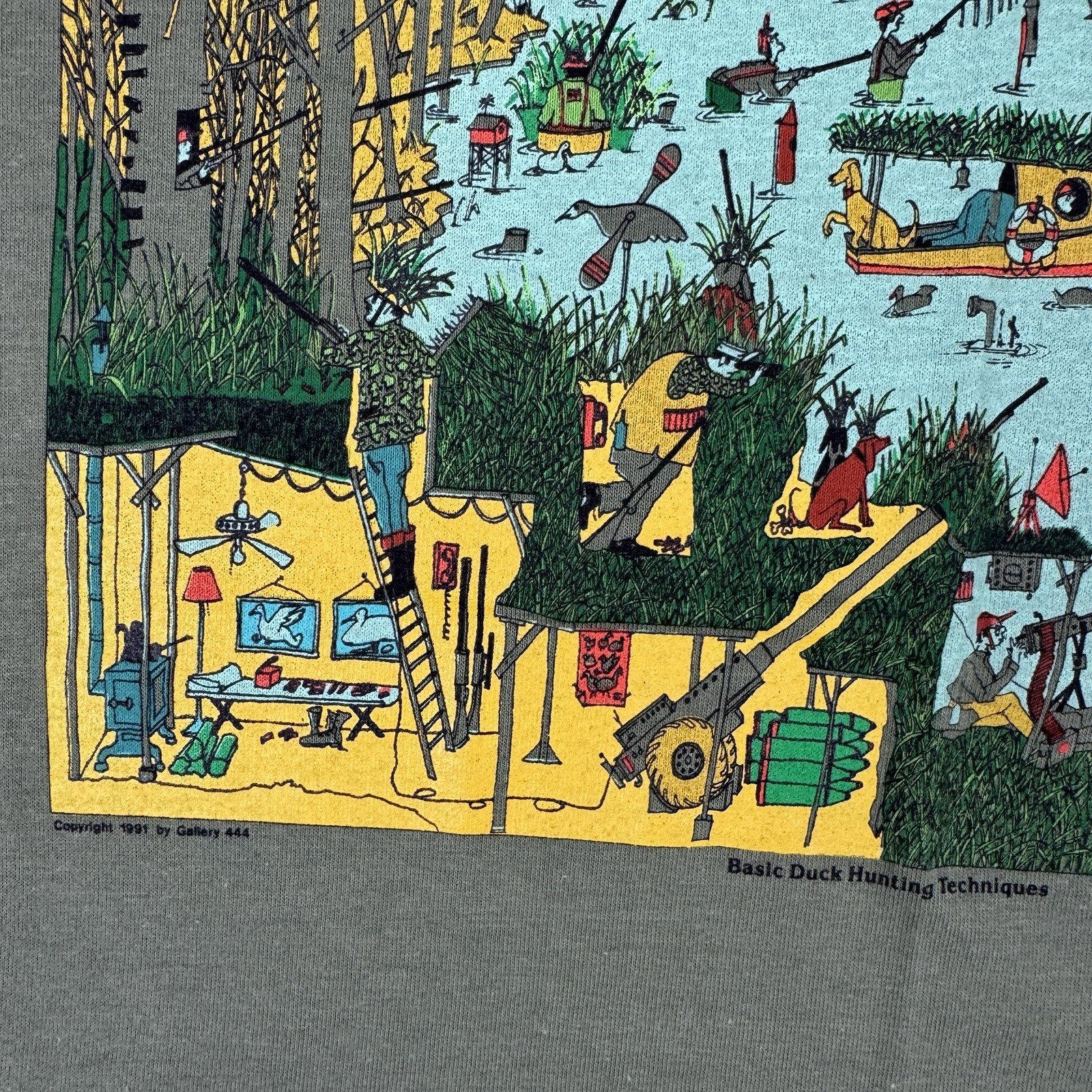 VTG 90s Duck Hunting Graphic T Shirt Single Stitch USA Humor Outdoor Rifle Large