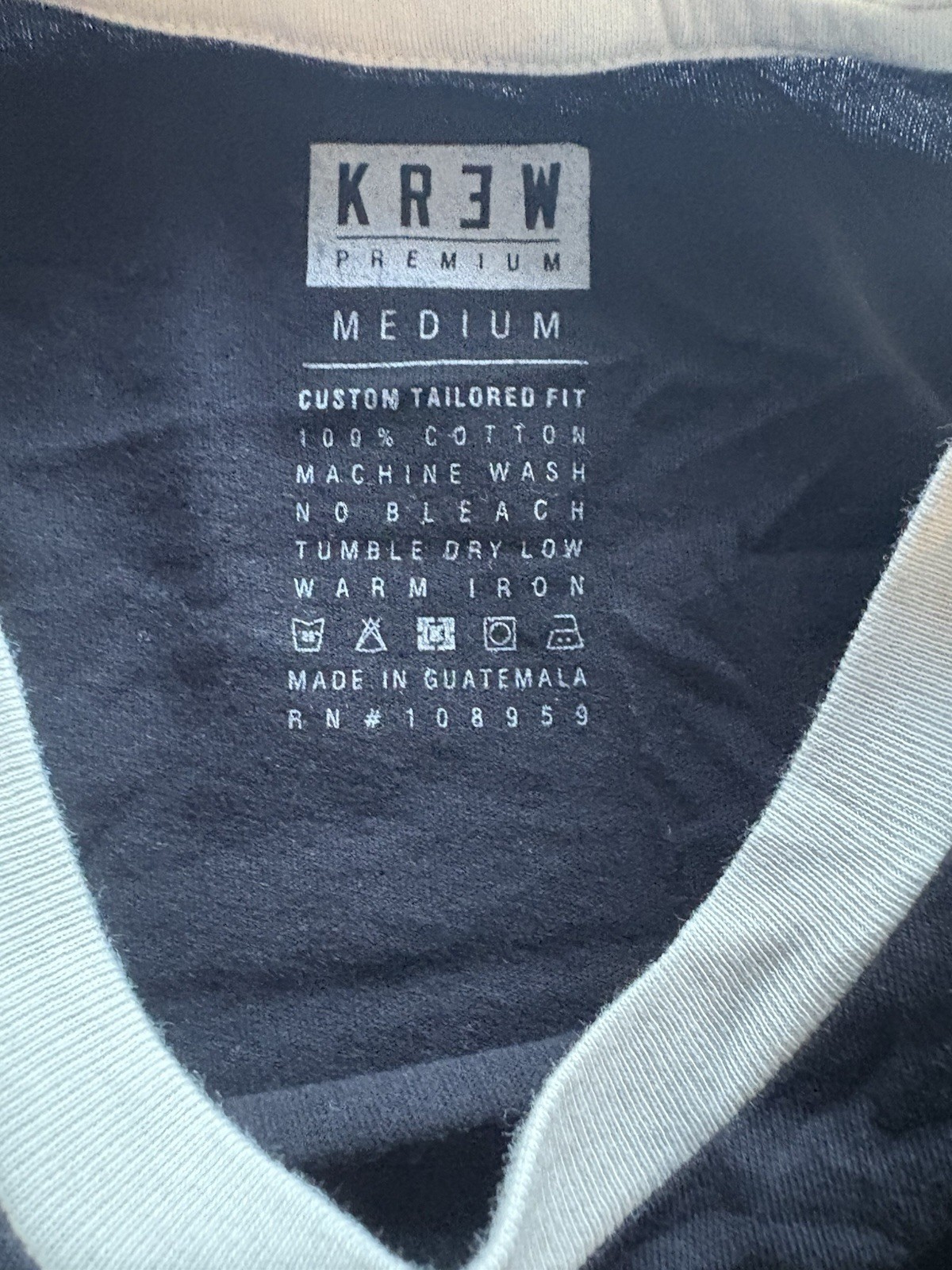 KR3W Premium Black White Colorblock Logo T-Shirt Medium Crew Neck Cotton Jersey