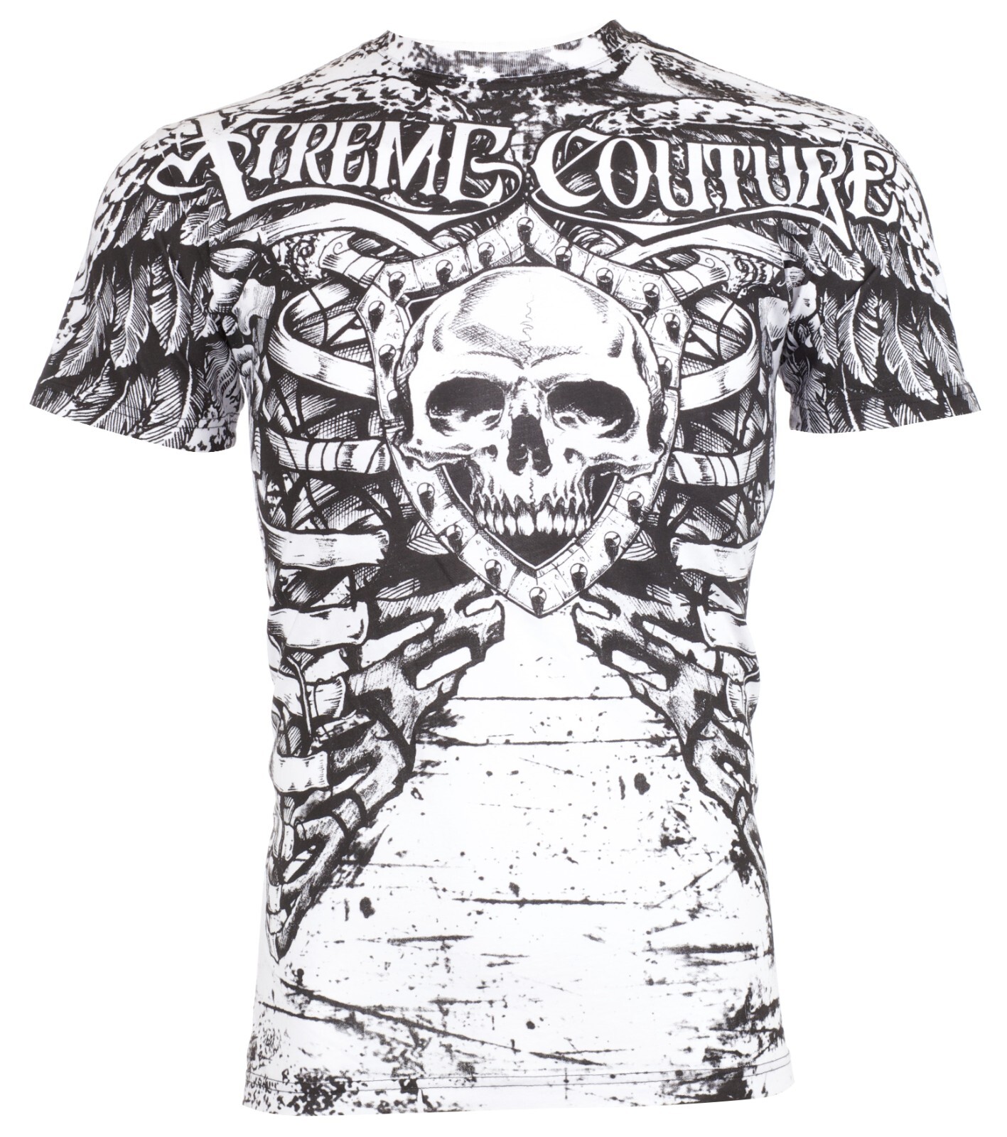 XTREME COUTURE by AFFLICTION White ANATOMY Short Sleeve Slim Fit Y2K T-shirt NWT