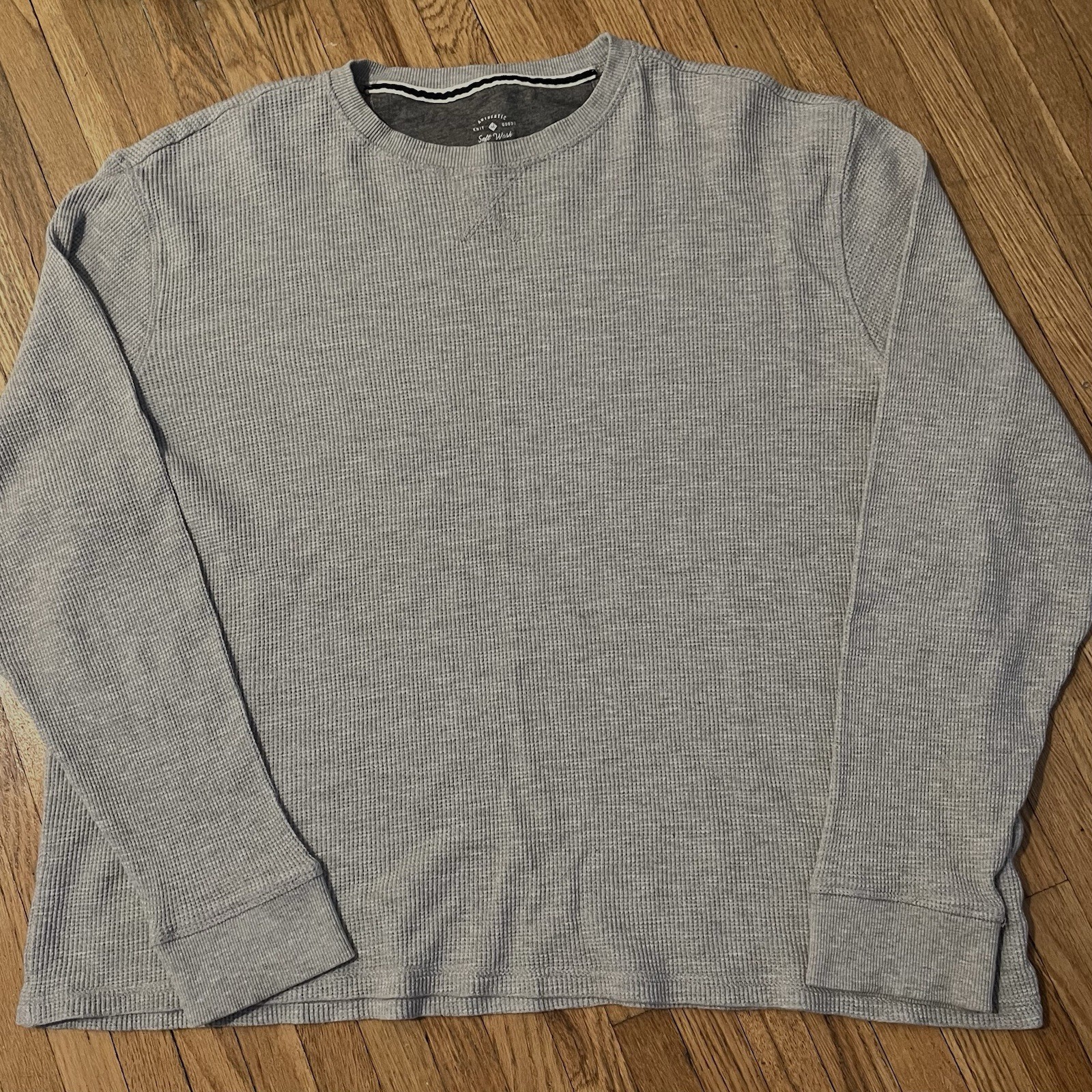 Member’s Mark Gray Cabincore Warm Thermal Waffle Soft Wash Long Sleeve SzXXL
