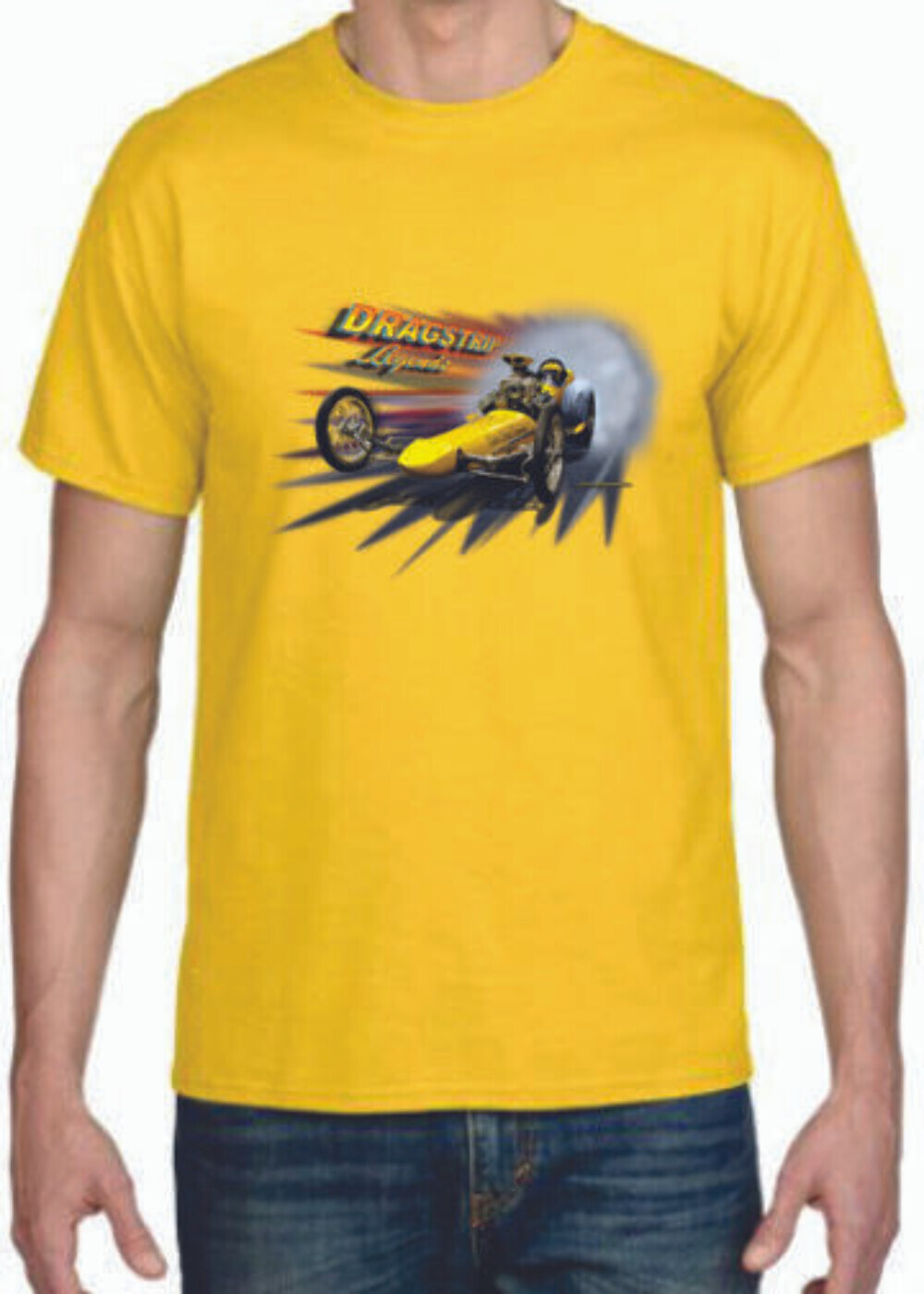 Adult DryBlend® T-Shirt – (YELLOW DRAGSTER LEGENDS – HOT ROD)