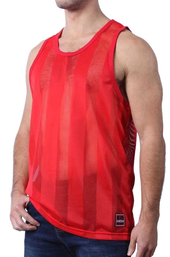 CELLBLOCK 13 TANK TOP, SIZE M, RED, 100% POLYESTER, MESH, FOR THE AUDAZ MEN