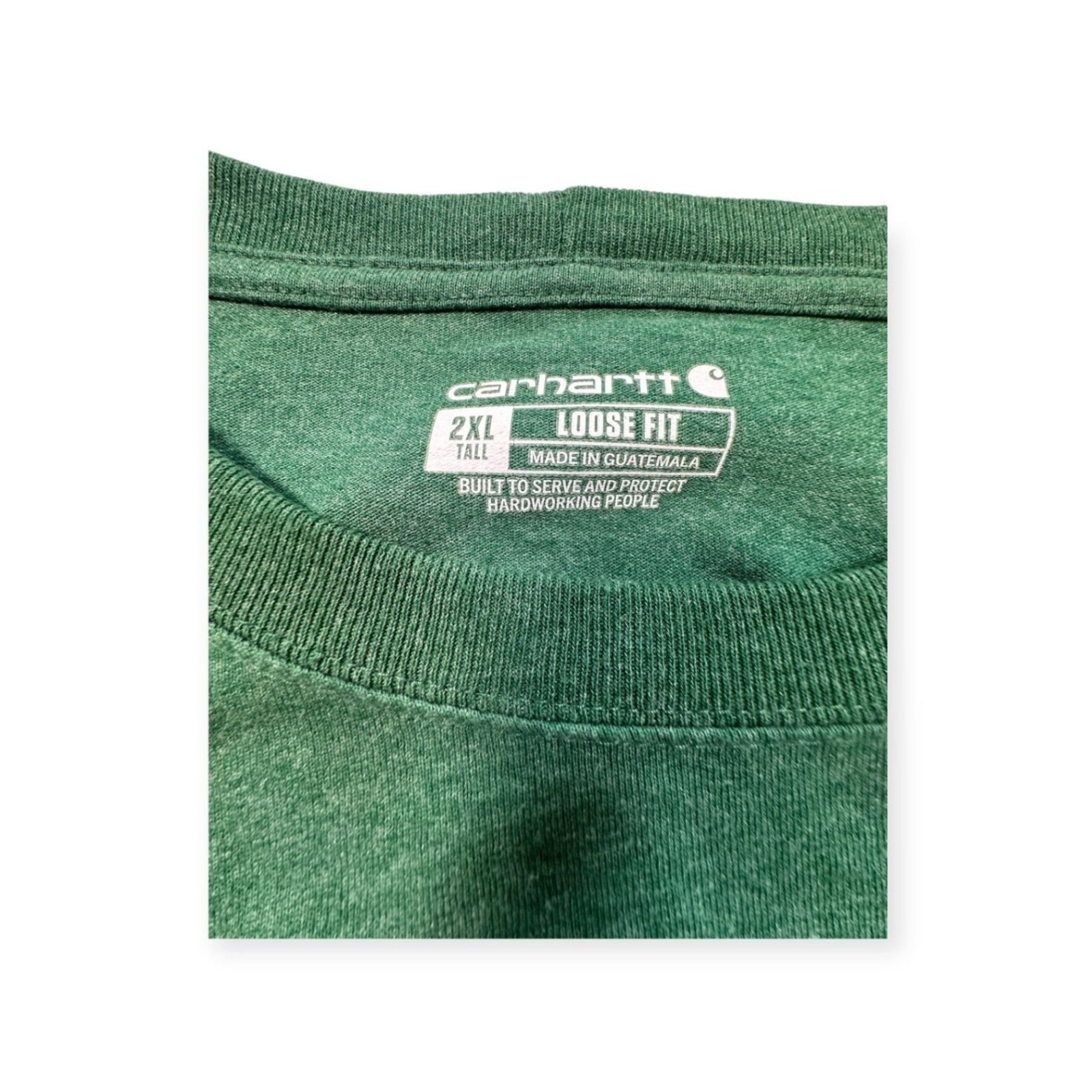 Carhartt Green Crew Neck Long Sleeve 100% Cotton All Seasons T-Shirt 2XL Tall