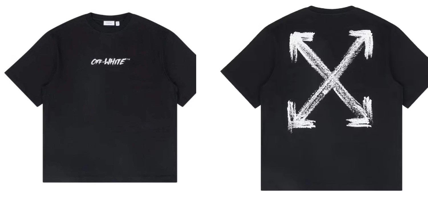Off-White Black Graphic Logo Cotton Short Sleeve Crew Neck T-Shirt
