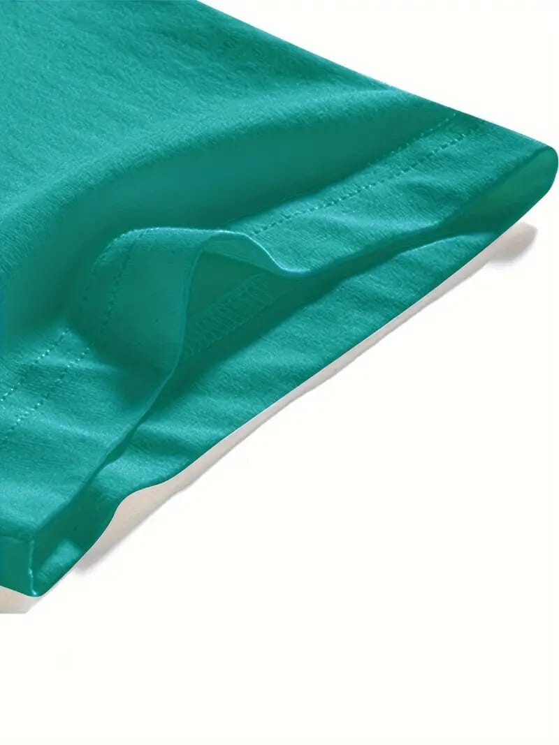 Men’s Classic Solid Plain Cotton Round Hem Scallop Essentials Tshirt S-2XL