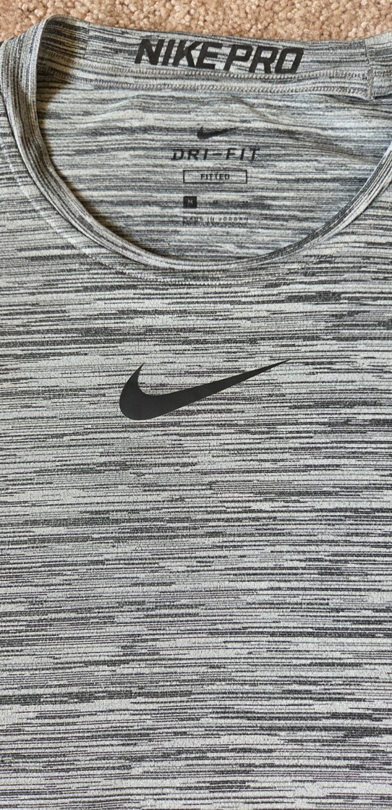 Nike Men’s Pro Dri-Fit Performance grey Fitted Tee, size medium