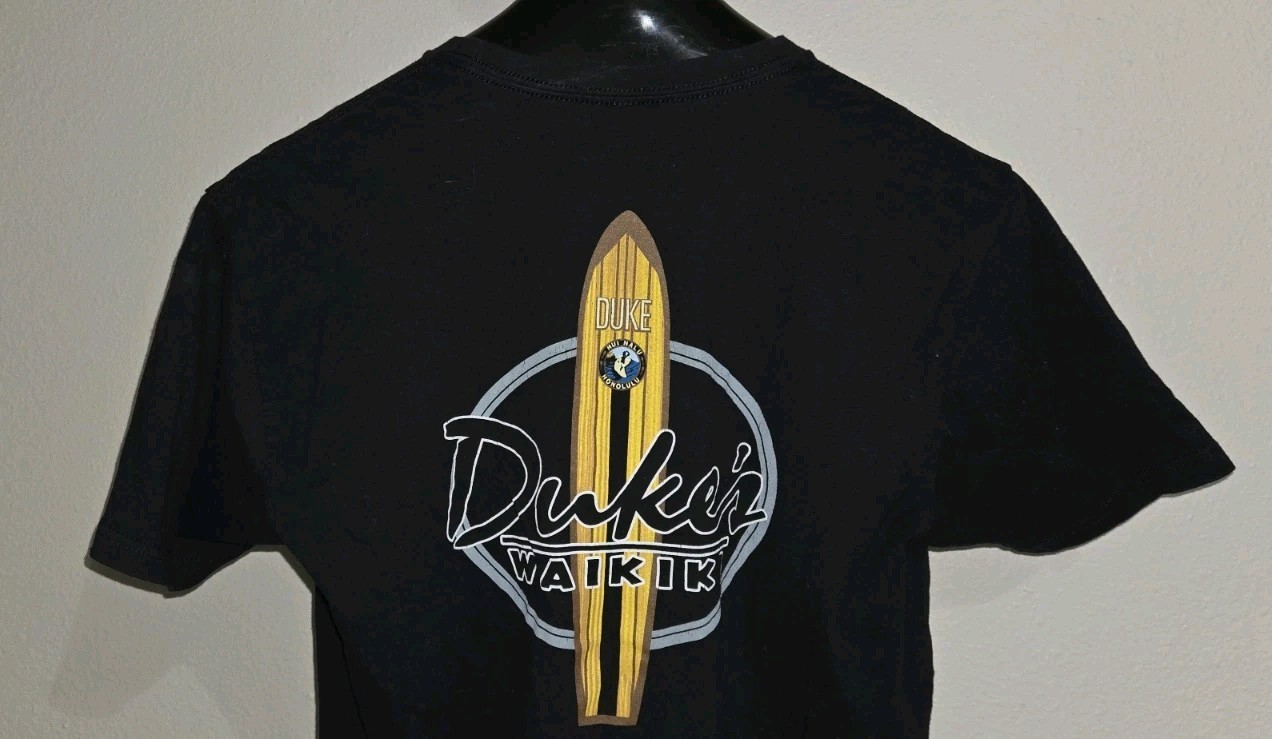 Soft Black Hui Nalu Honolulu NextLevel Duke’s Waikiki Graphics Size L Tee Shirt
