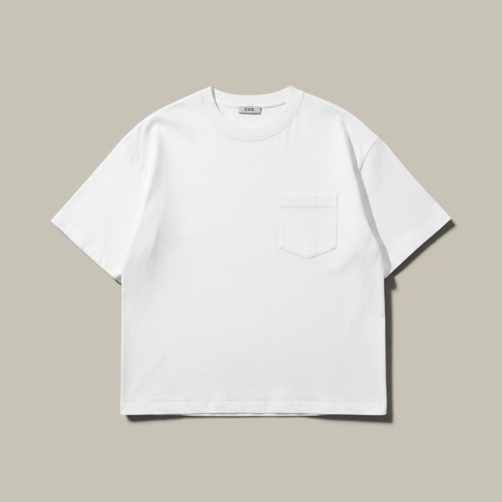COS Mens White Oversized Pocket T-Shirt Heavyweight Cotton Viscose Large Costal