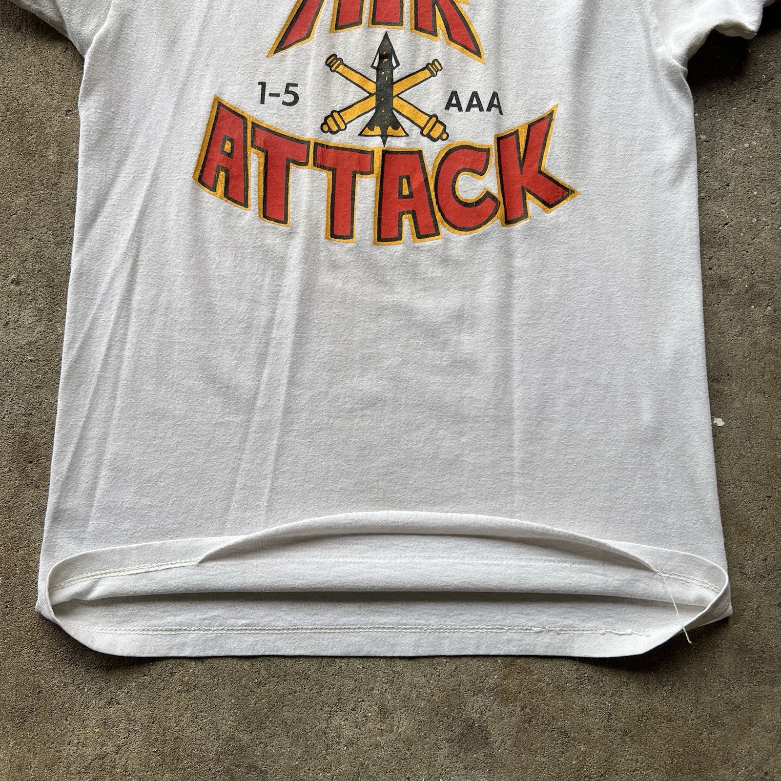 Vintage Us Army Unit Ringer T-Shirt 1-5 AAA Air Attack Men Medium Military Usa