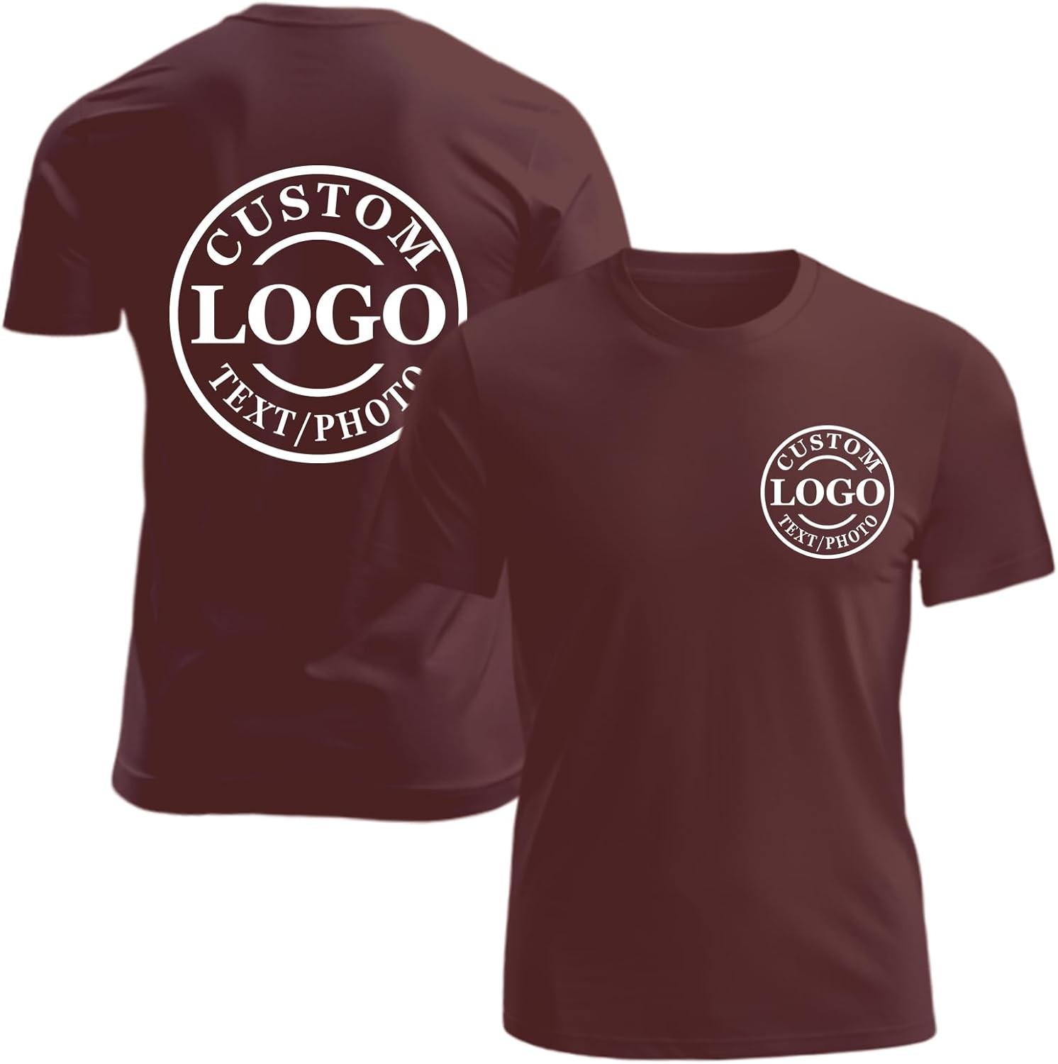 Custom Business Logo T-Shirt Front Back Upload Photo Text Logo 100% Cotton