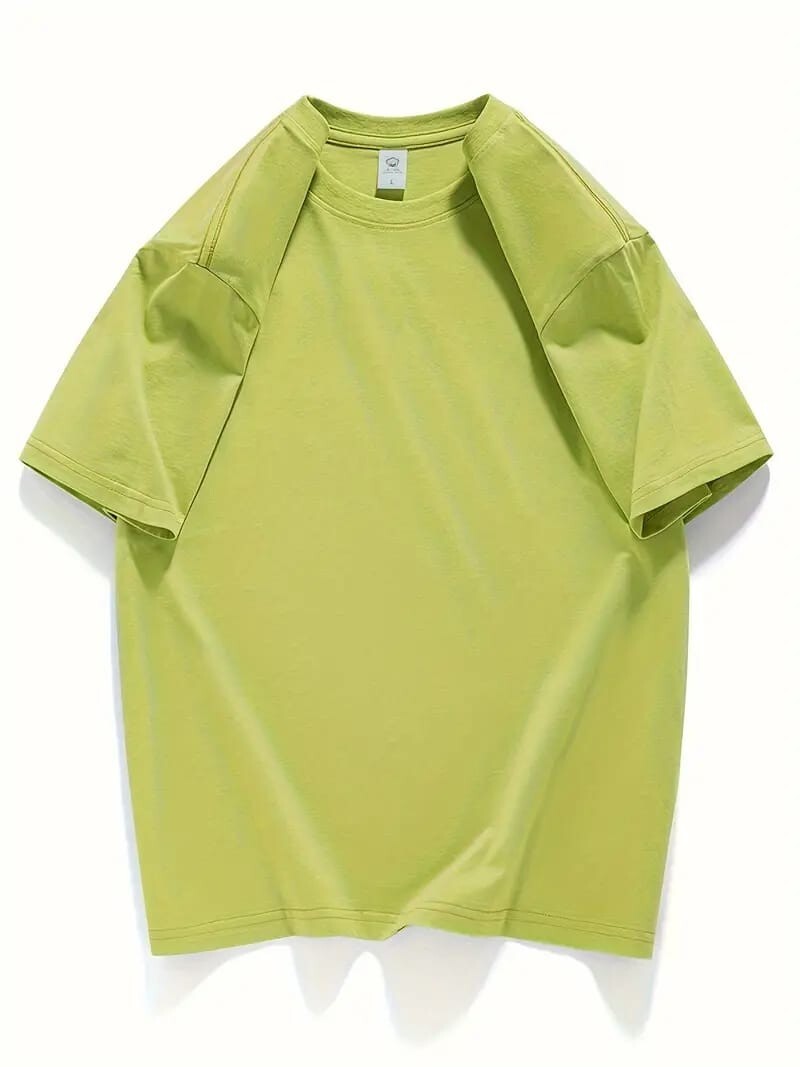 Men’s Classic Solid Plain Cotton Round Hem Scallop Essentials Tshirt S-2XL