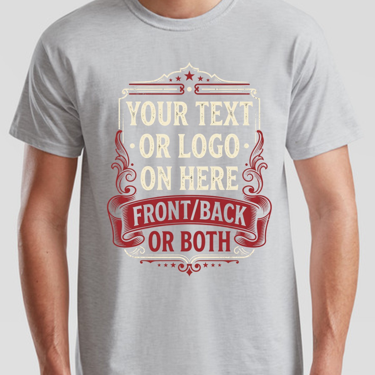 Personalised Unisex T Shirt Custom Printed Logo Text Front And Back Tee