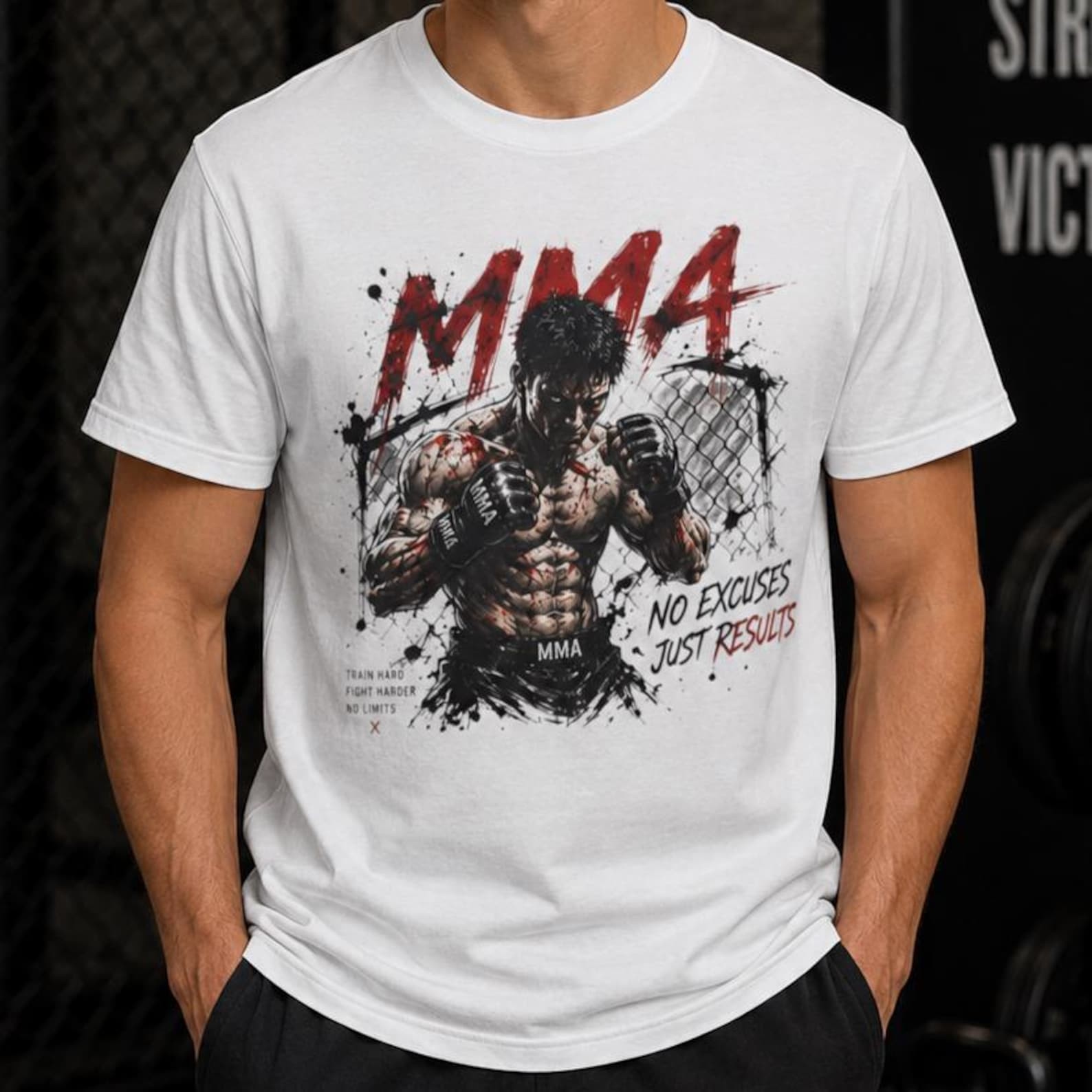 Martial Arts Graphic Tee, Motivational Gym Warrior Top, Combat Sports Shir